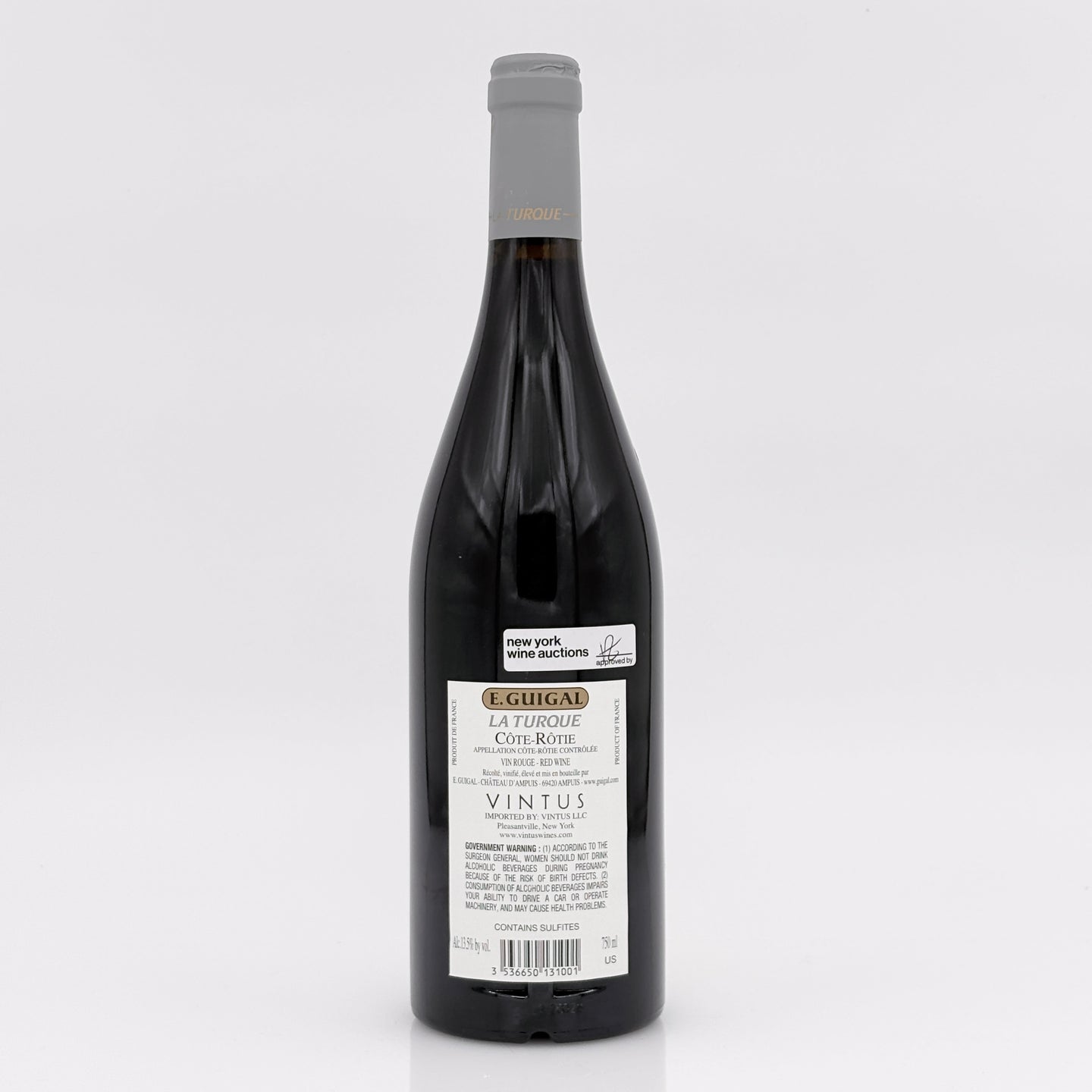 Wine bottle with label on a white background