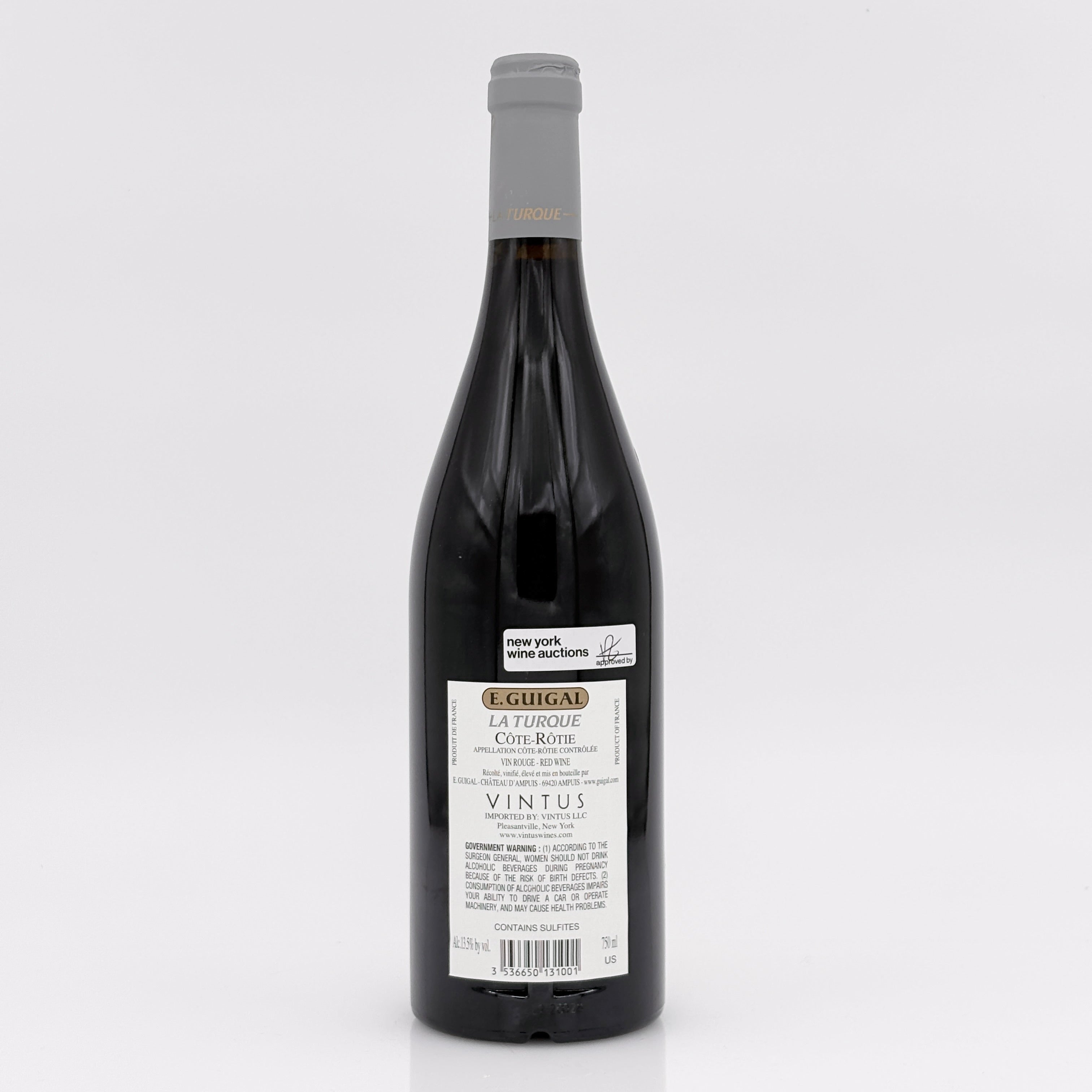 Wine bottle with label on a white background