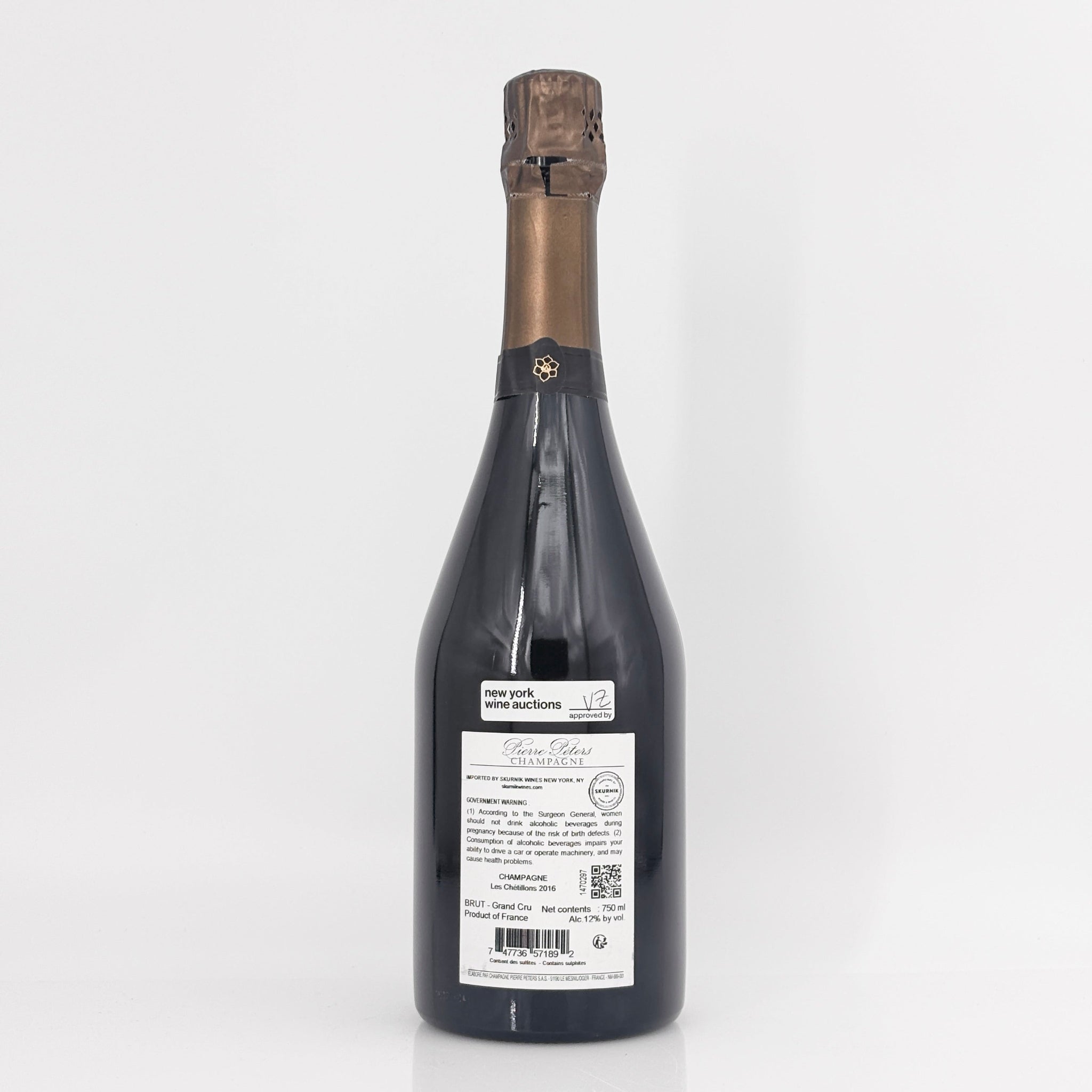 Bottle of wine with a label on a white background