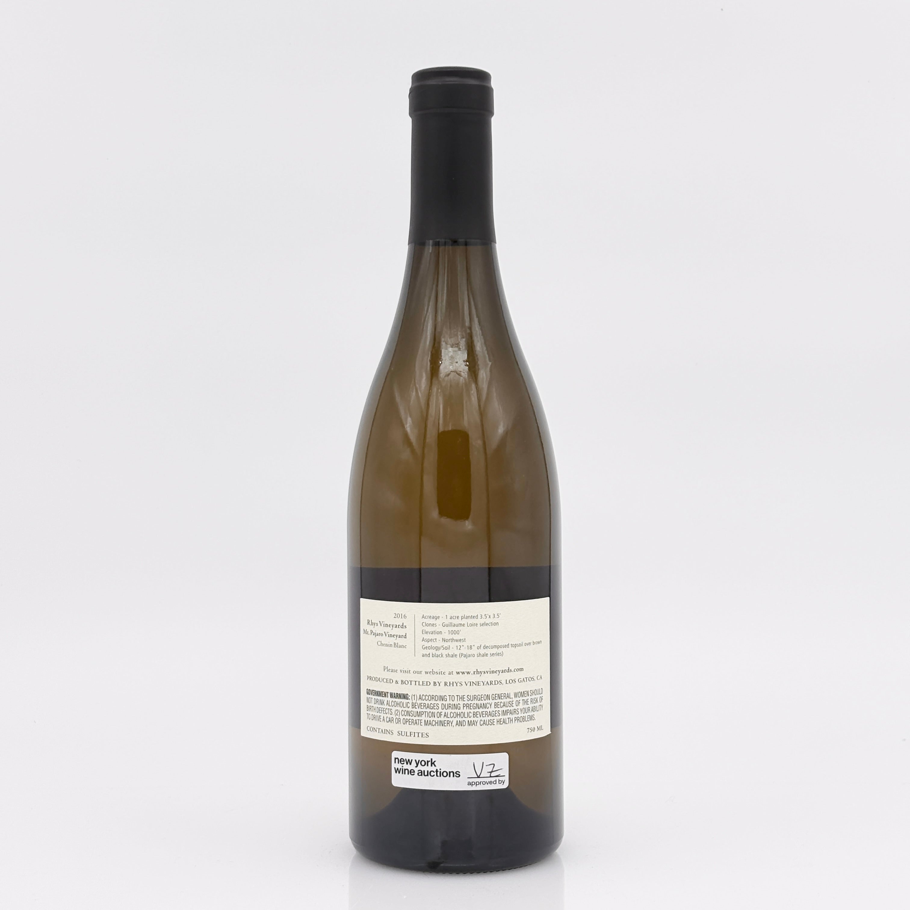 Wine bottle with a label on a white background