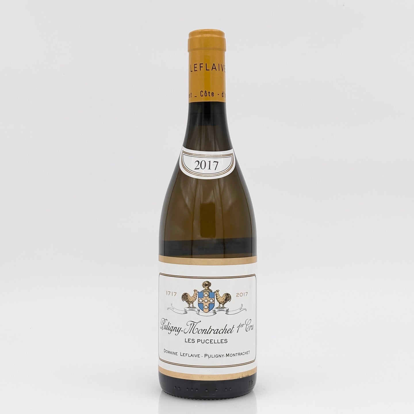 Wine bottle with a visible label on a white background
