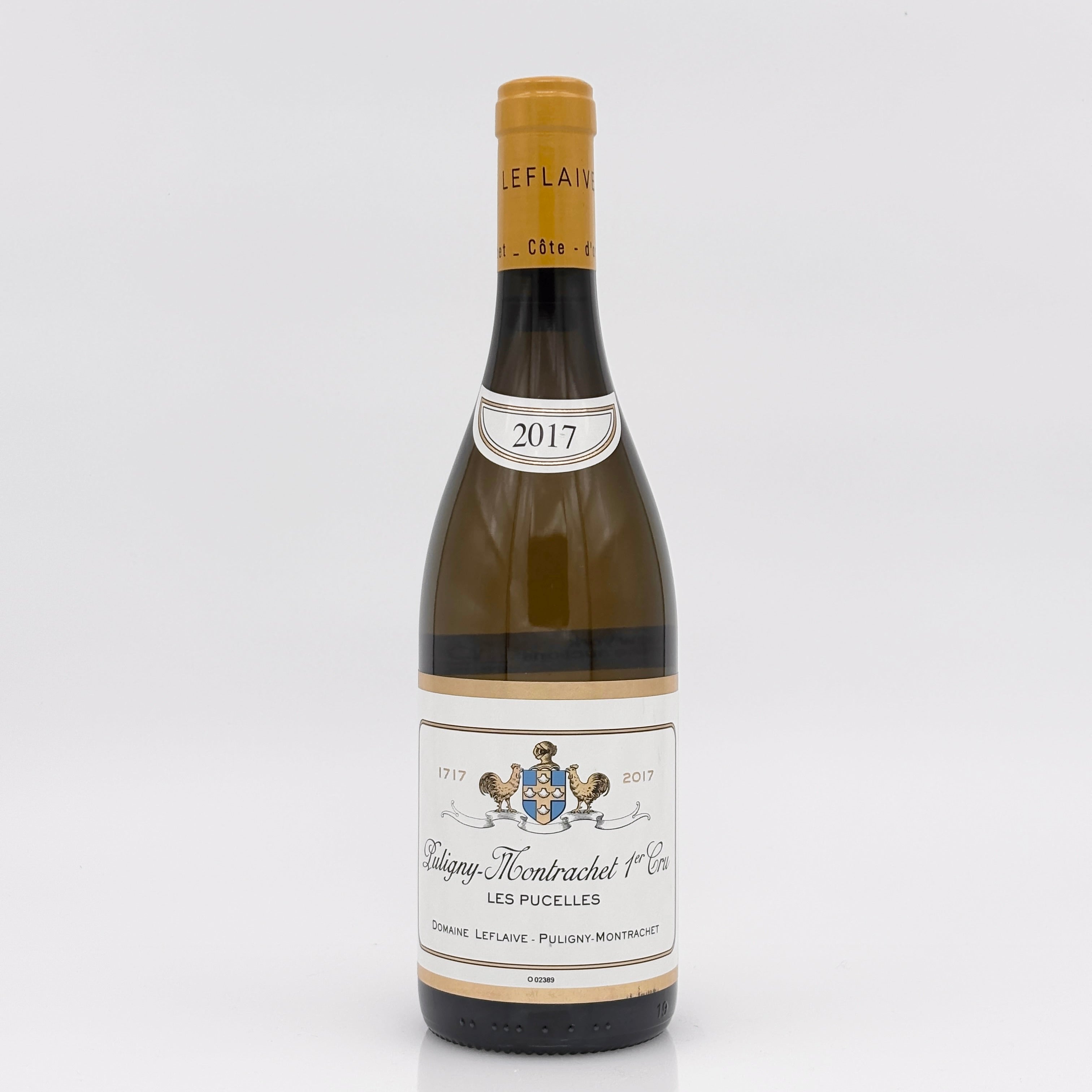 Wine bottle with a visible label on a white background
