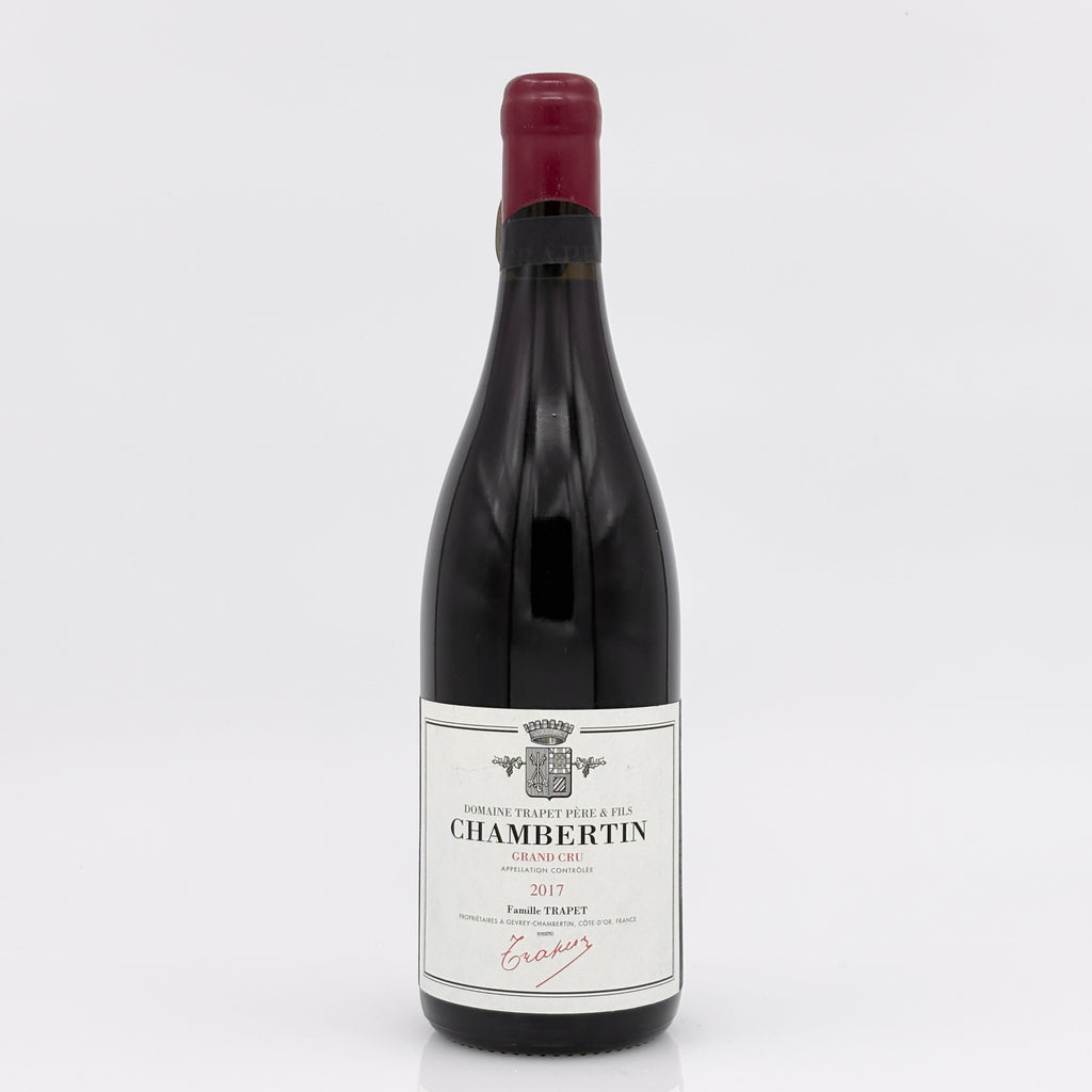 Bottle of Chambertin wine on a white background