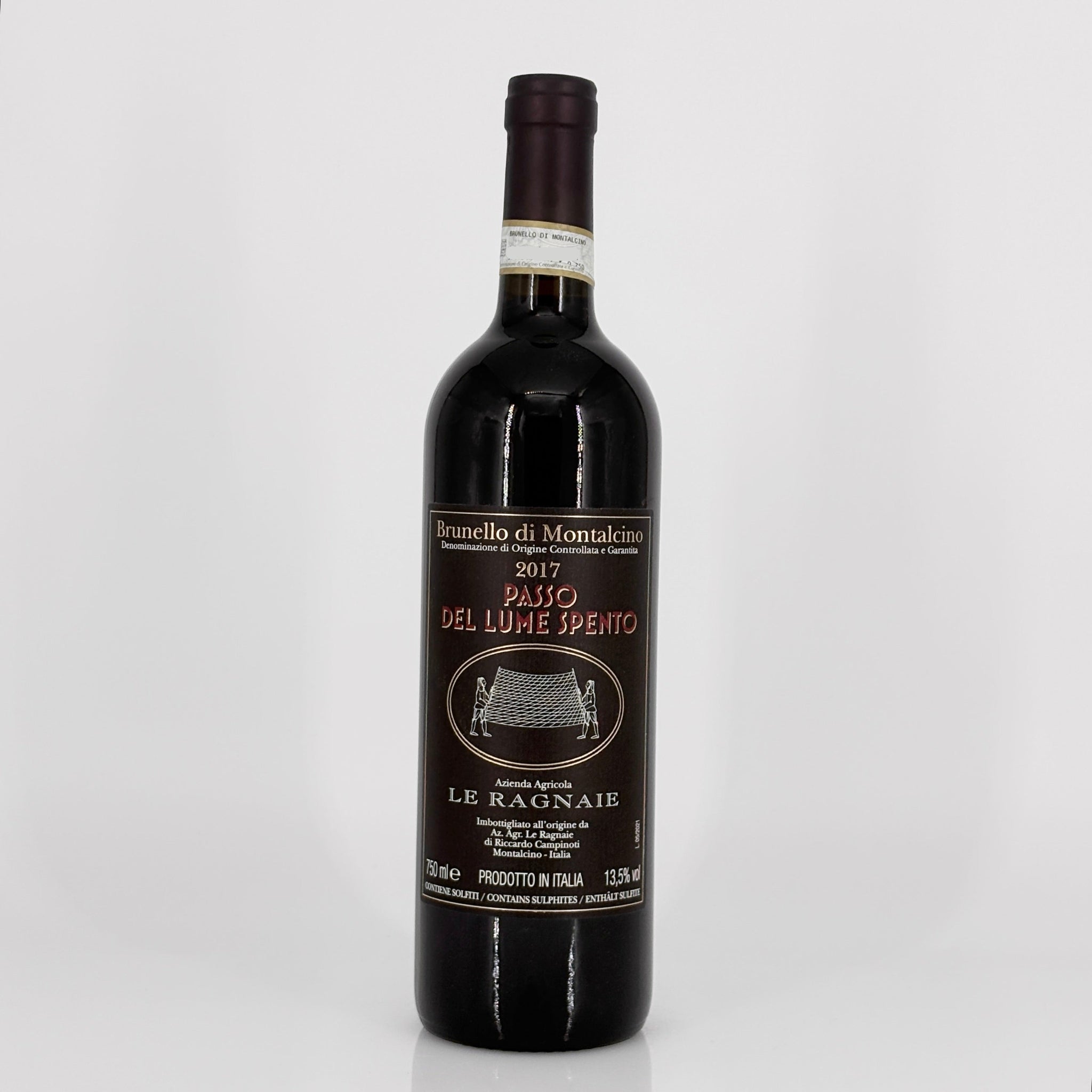 Wine bottle with label on a white background