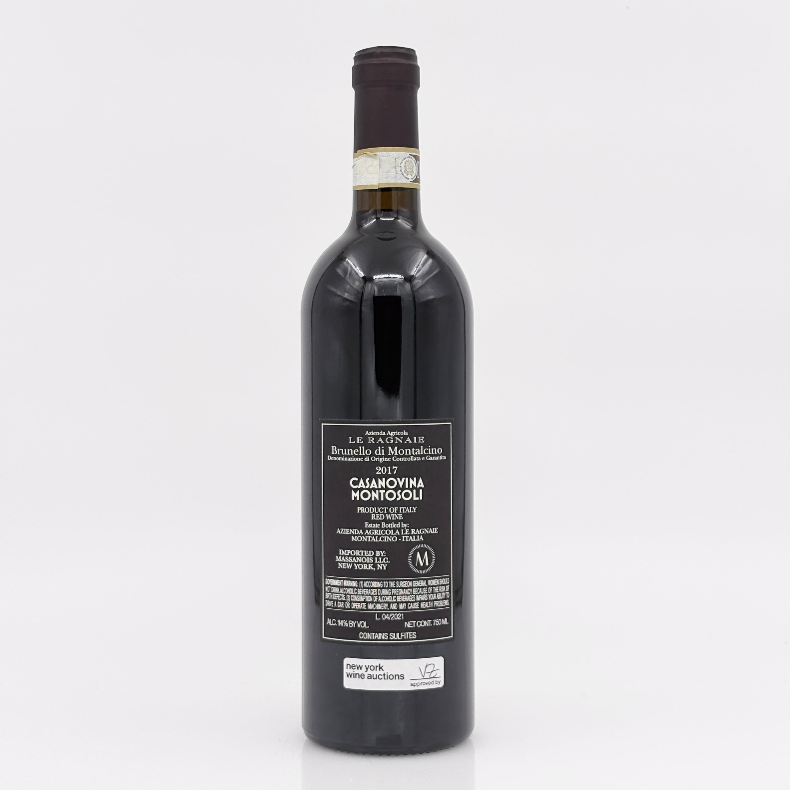 Red wine bottle with label on a white background
