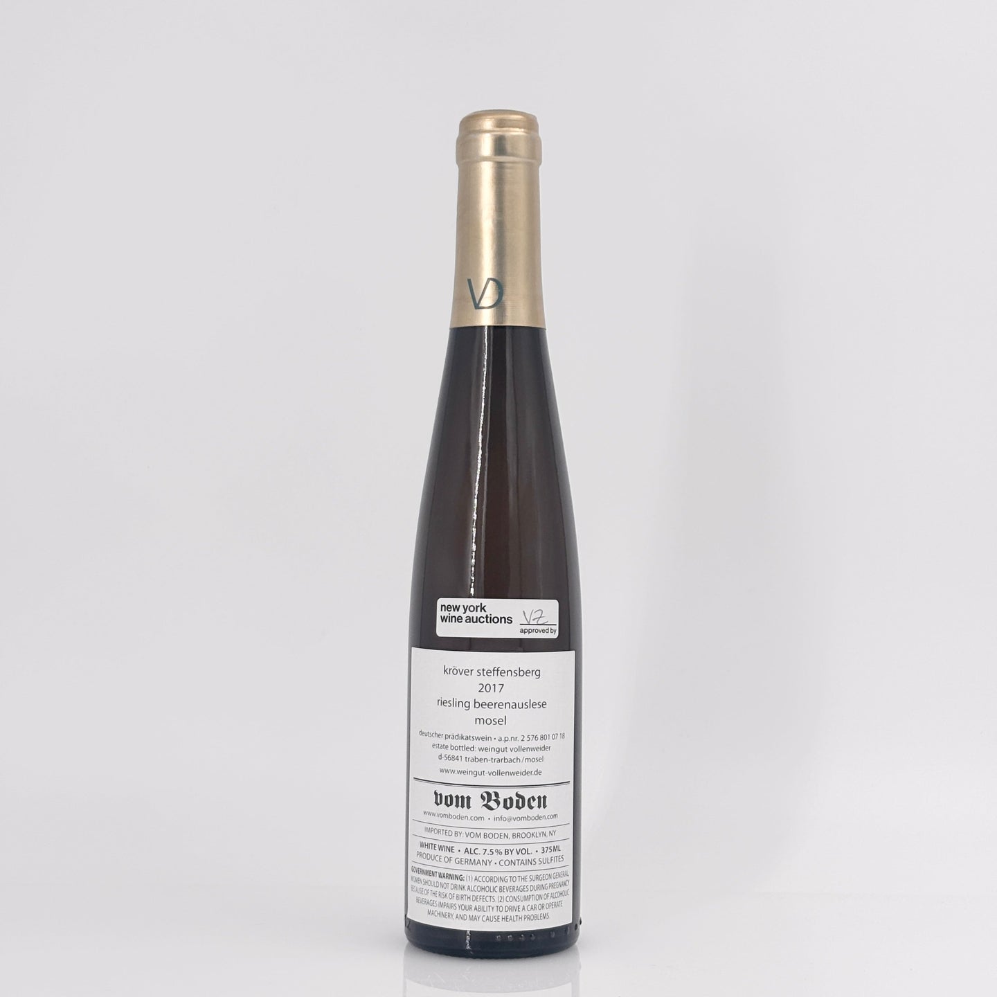 2017 Weingut Daniel Vollenweider Krover Steffensberg Riesling Beerenauslese, Mosel, Germany 375ml