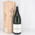 Bottle of wine with a wooden box labeled 'Alvina Pernot' on a white background