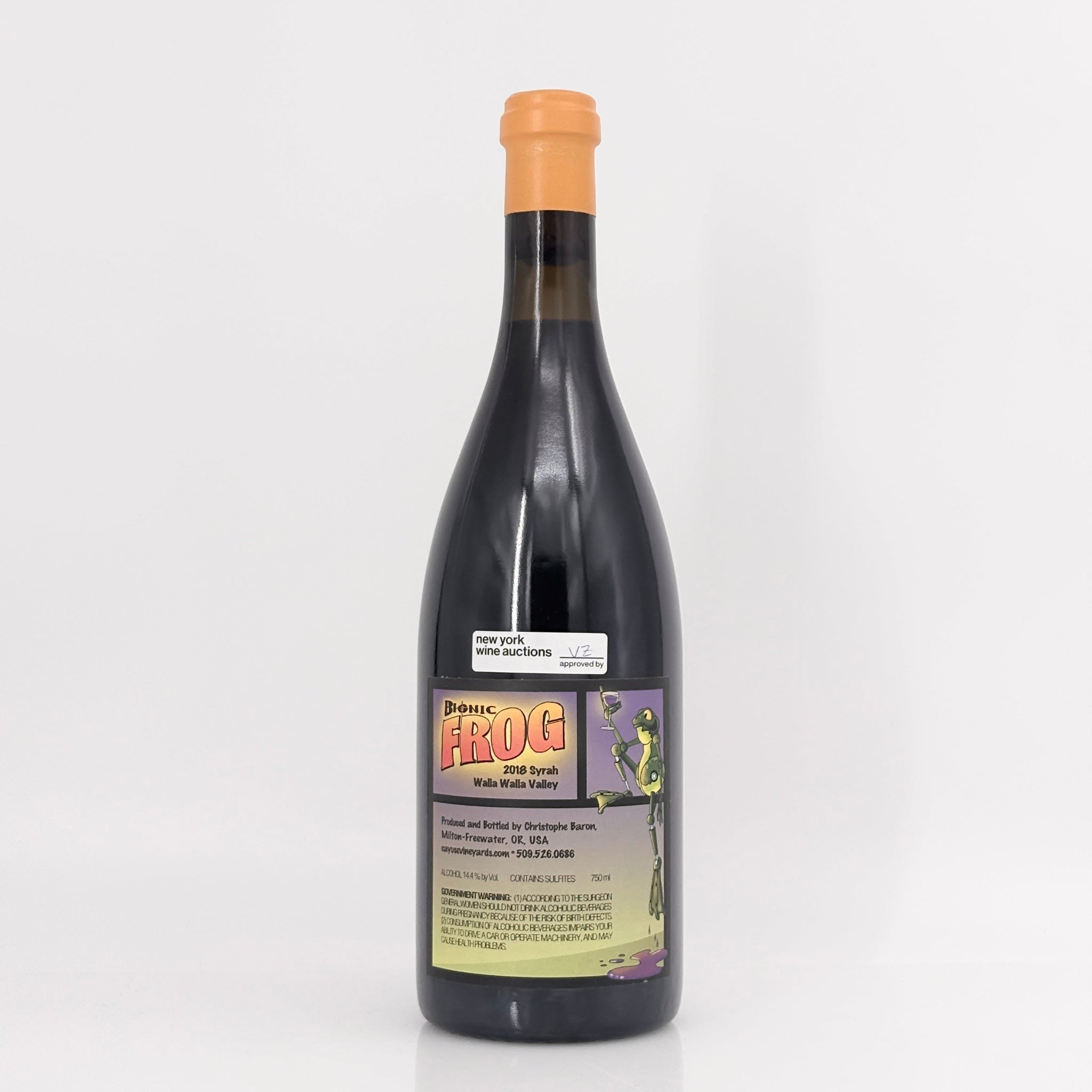 Wine bottle with a label on a white background