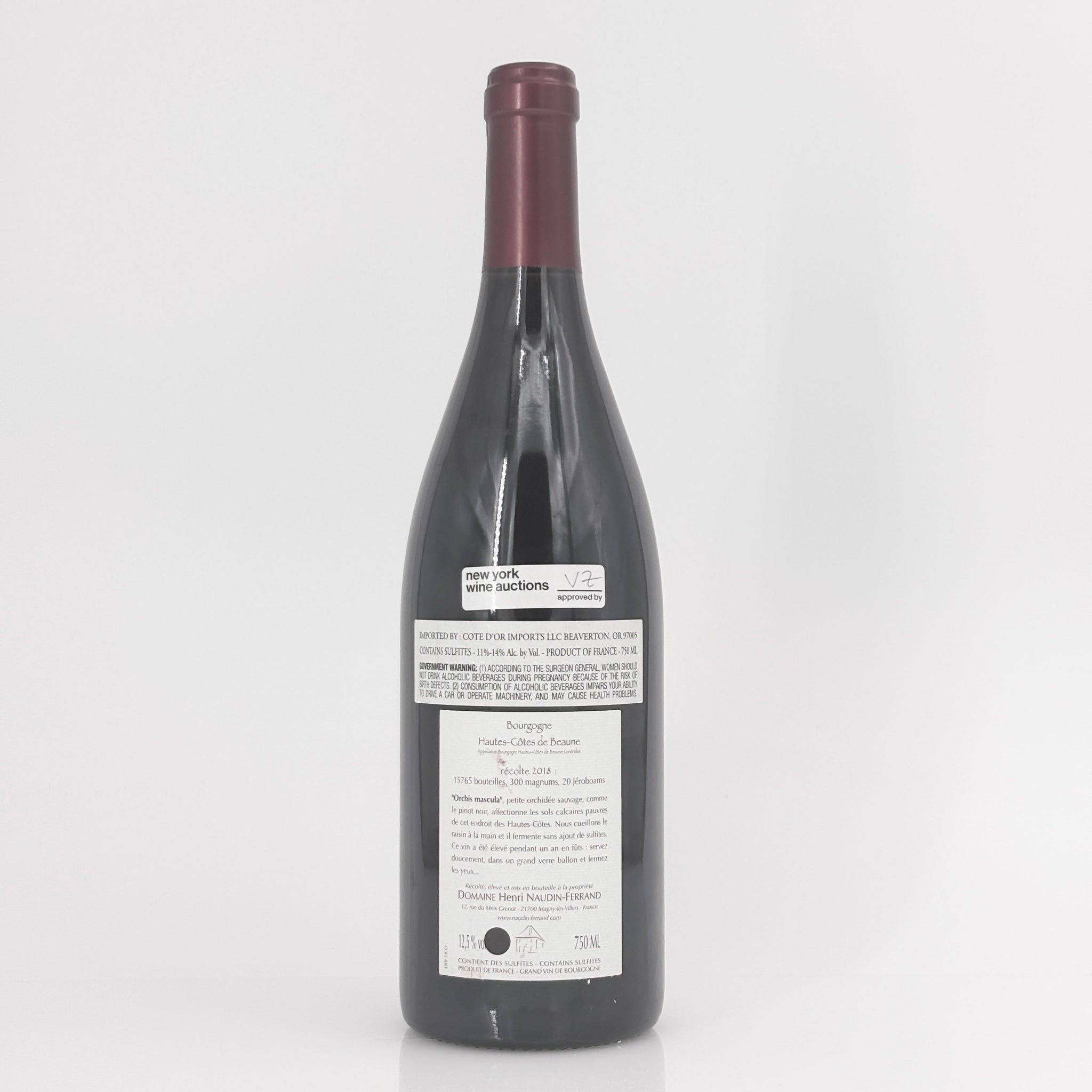 2018 Claire Naudin Domaine Henri Naudin-Ferrand Bourgogne Hautes Cotes de Beaune Orchis Mascula, Burgundy, France