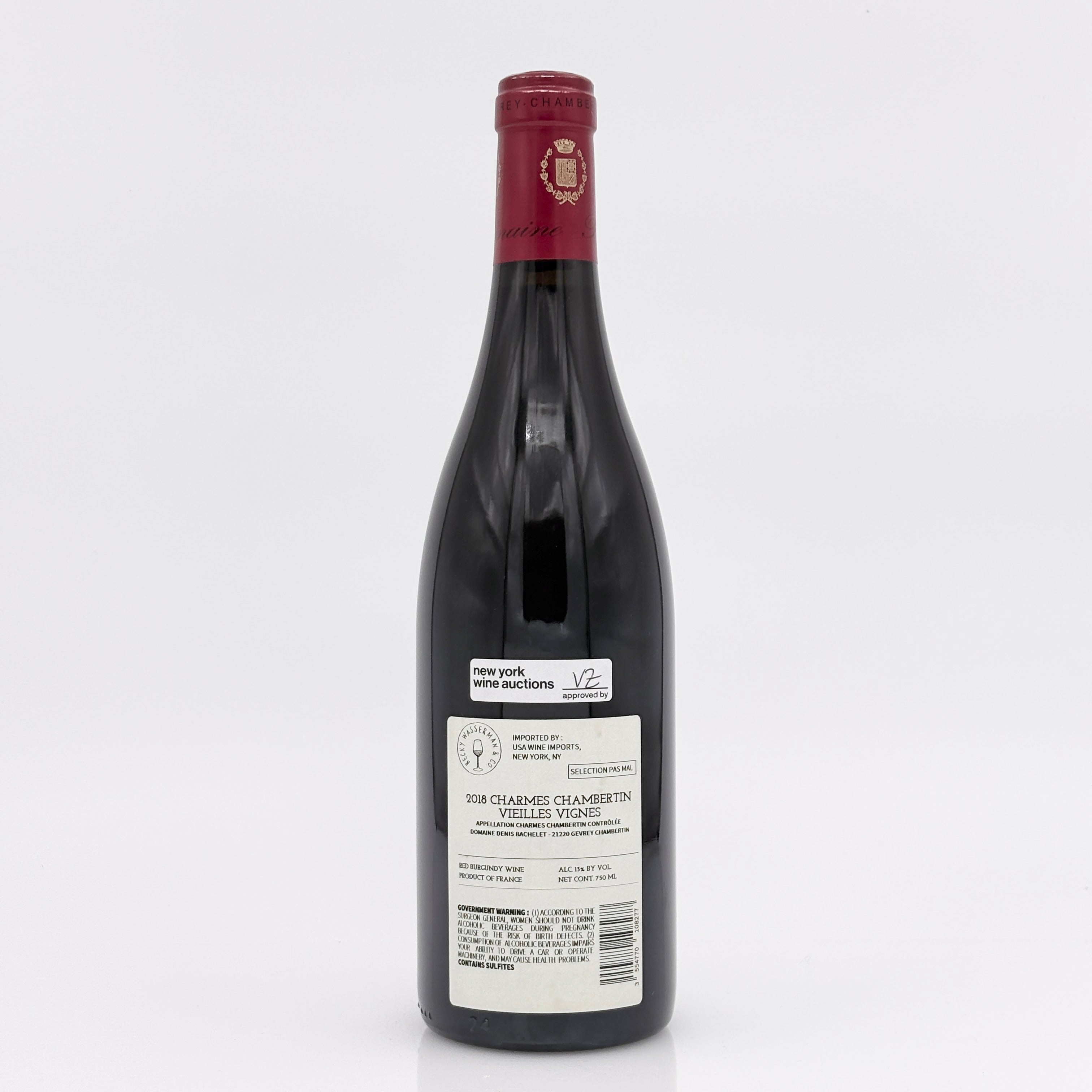 Wine bottle with a visible label on a white background