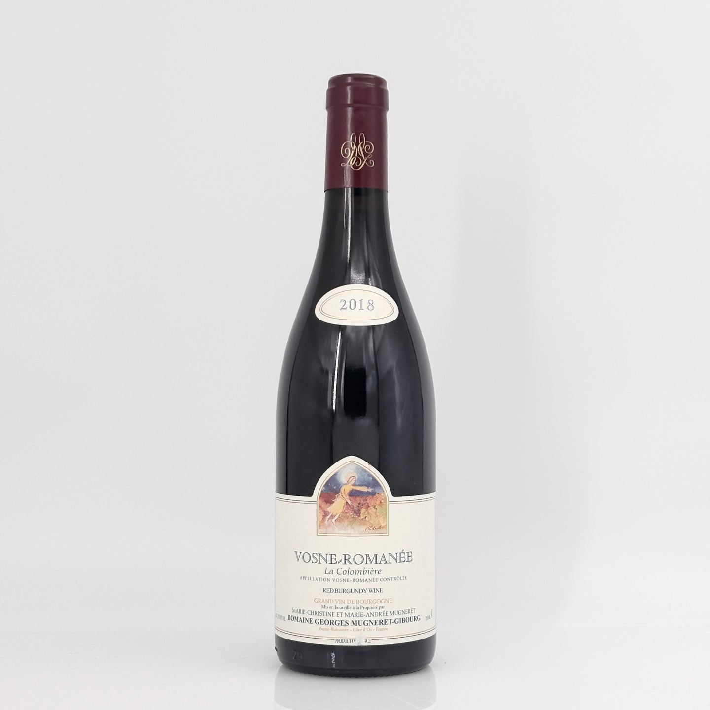 Wine bottle with label on a white background