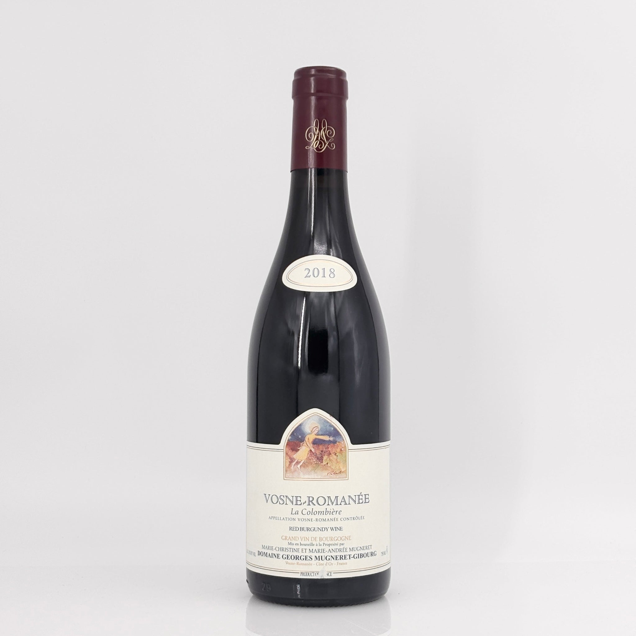 Wine bottle with label on a white background