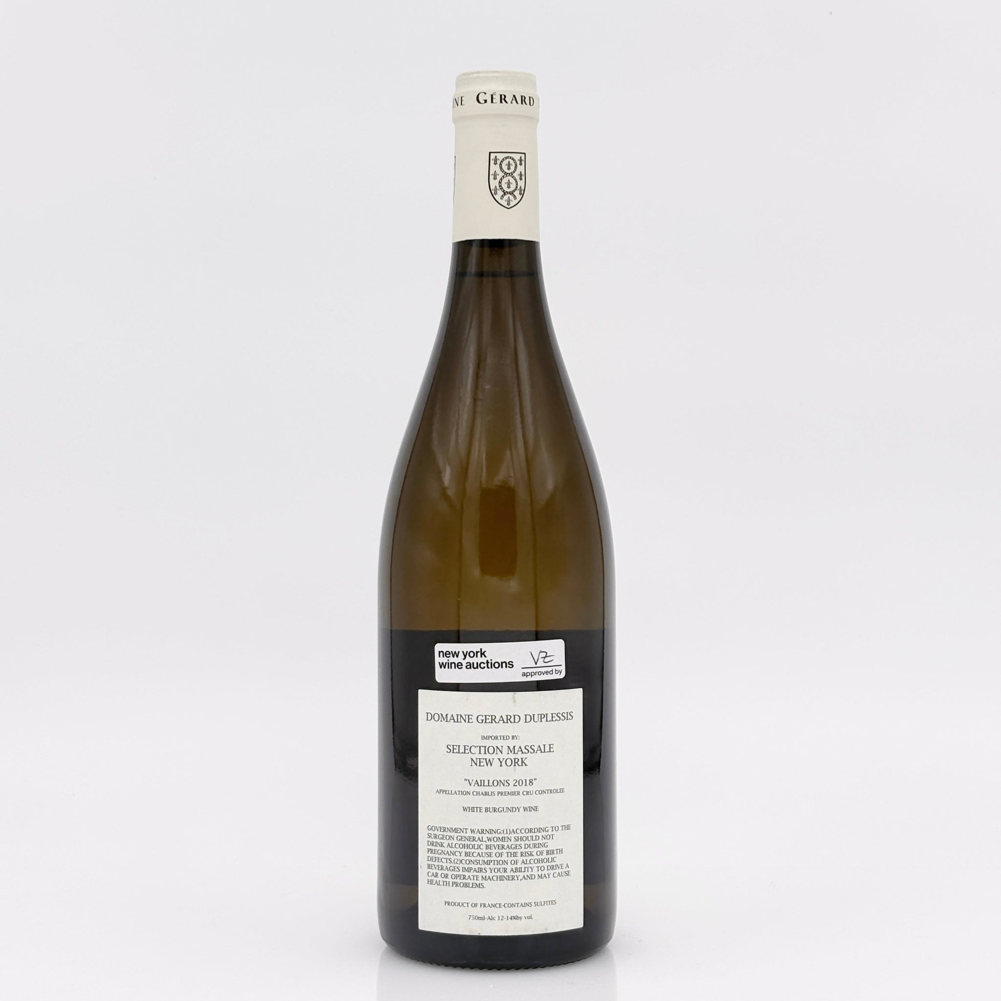 Wine bottle with a label on a white background