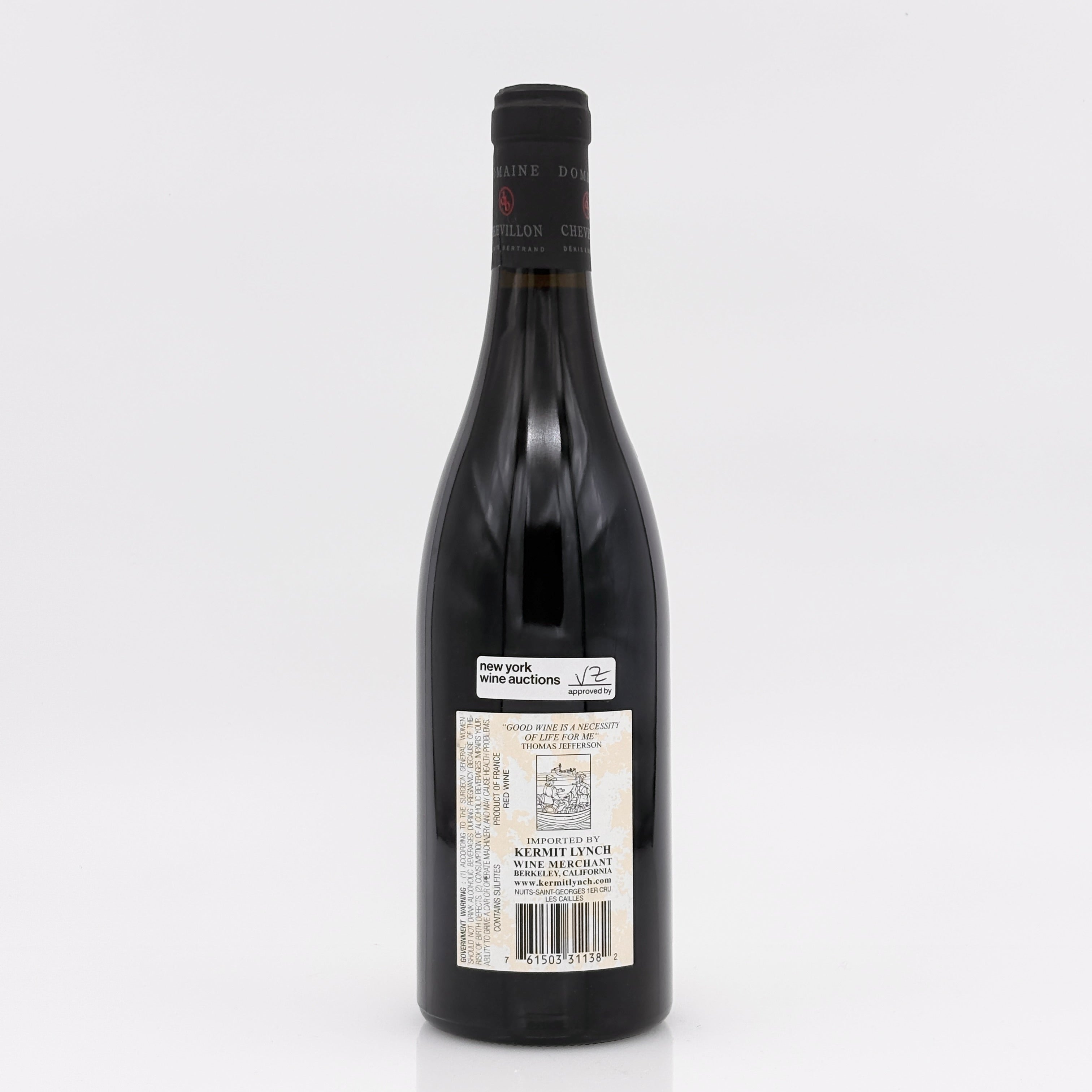 Wine bottle with yellow label on white background