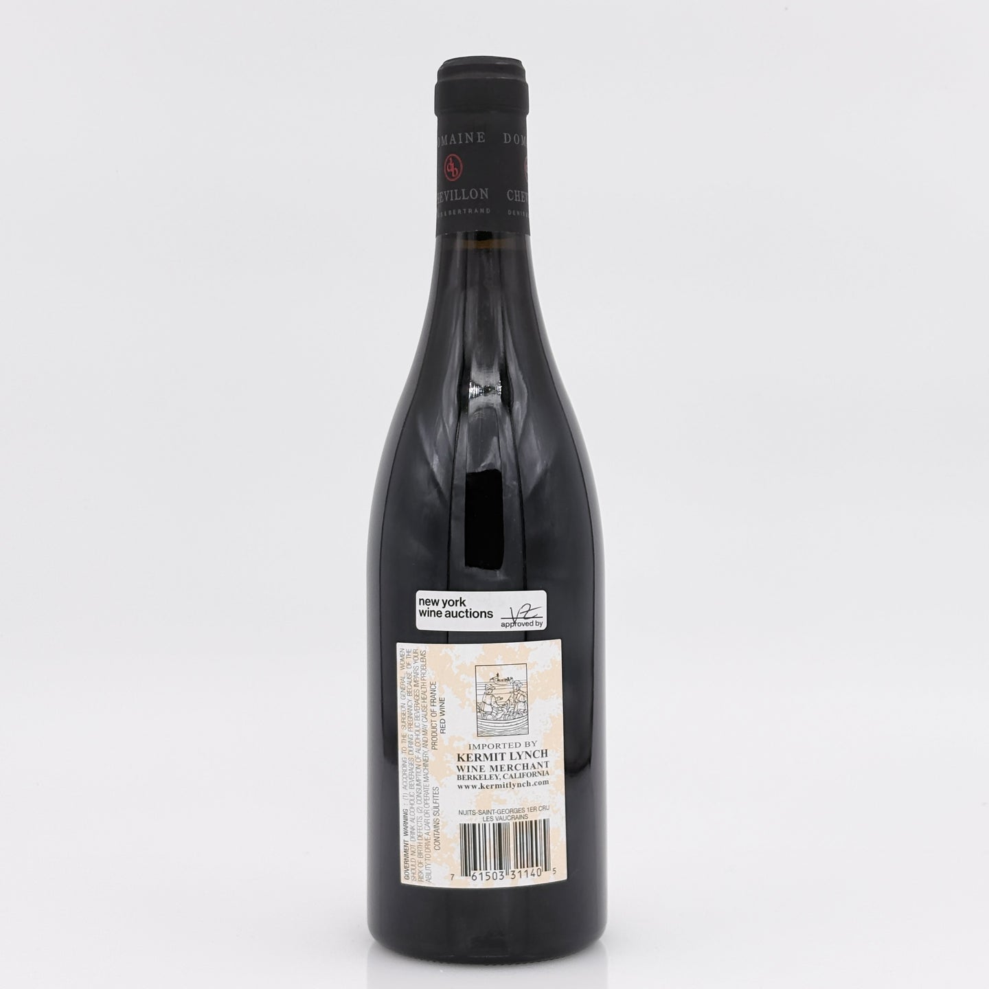 Wine bottle with a label on a white background
