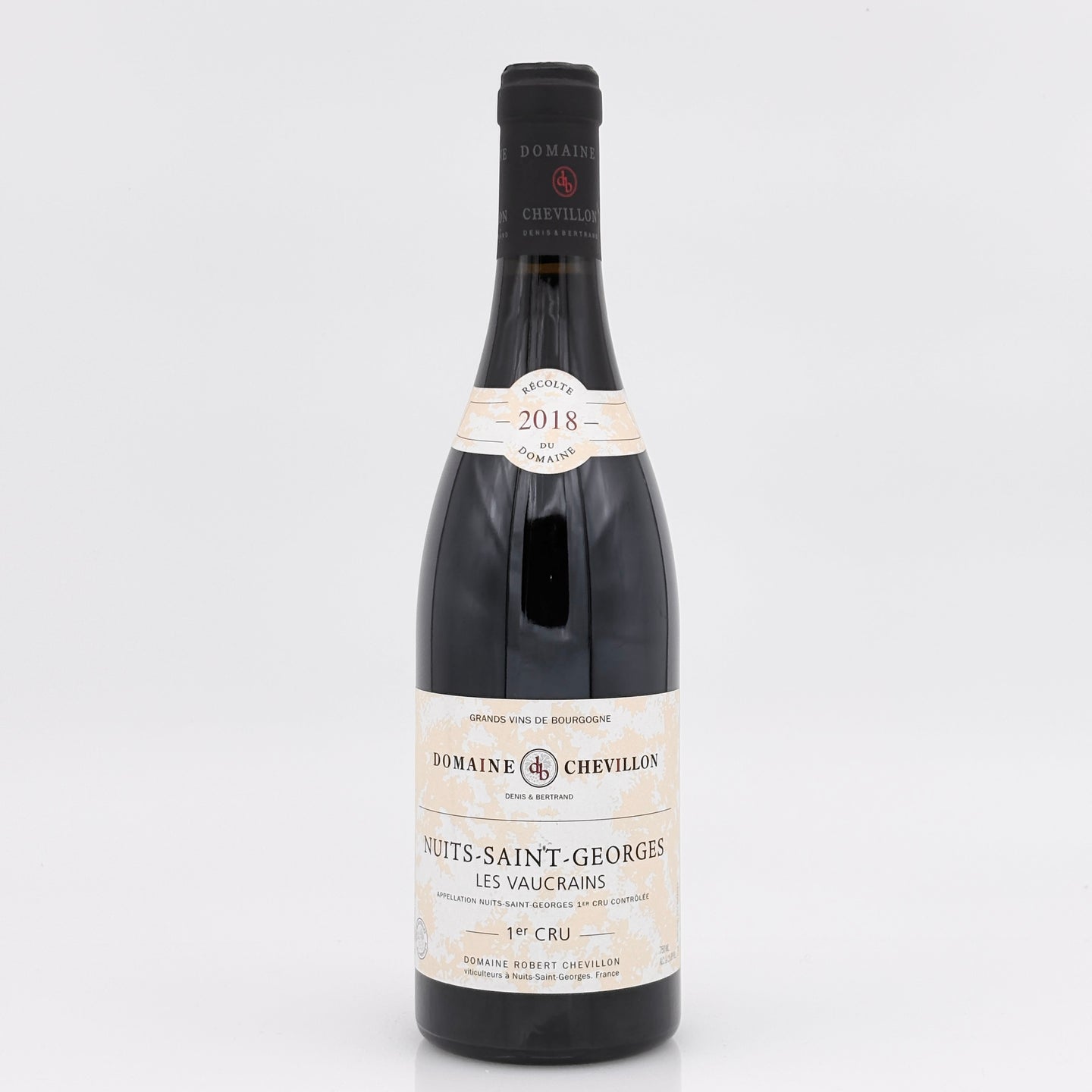 Wine bottle with label on a white background