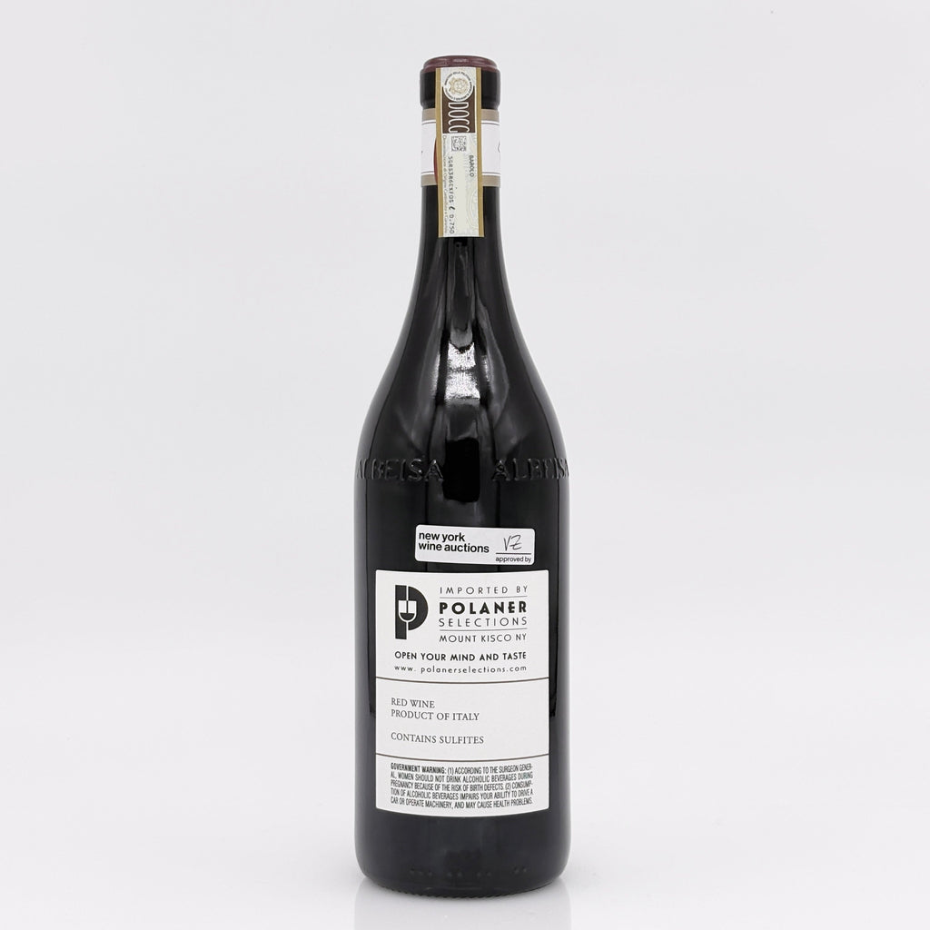 Wine bottle with a label on a white background