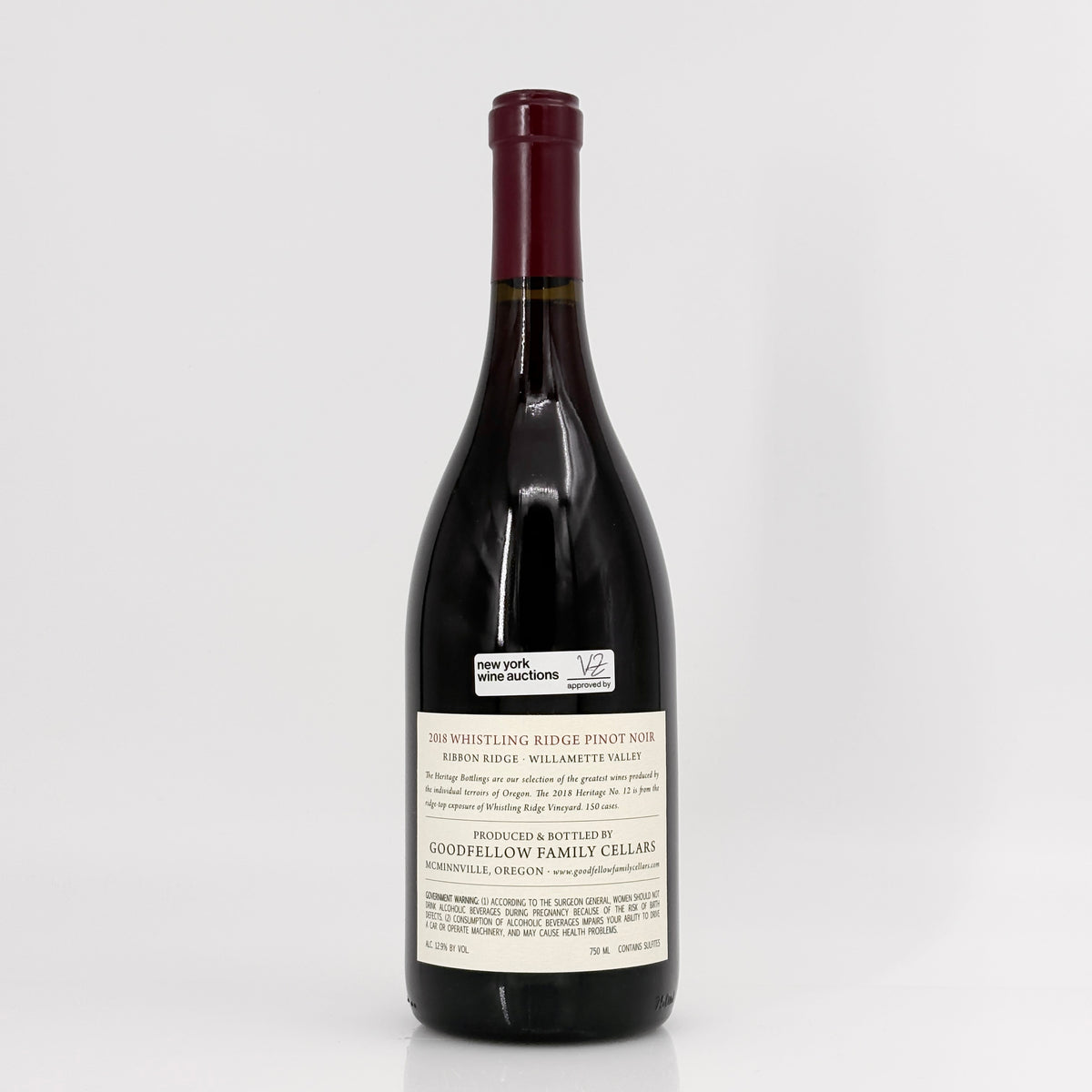 2018 Goodfellow Family Cellars Pinot Noir Heritage No. 12 Whistling Ridge Vineyard Willamette Valley, USA