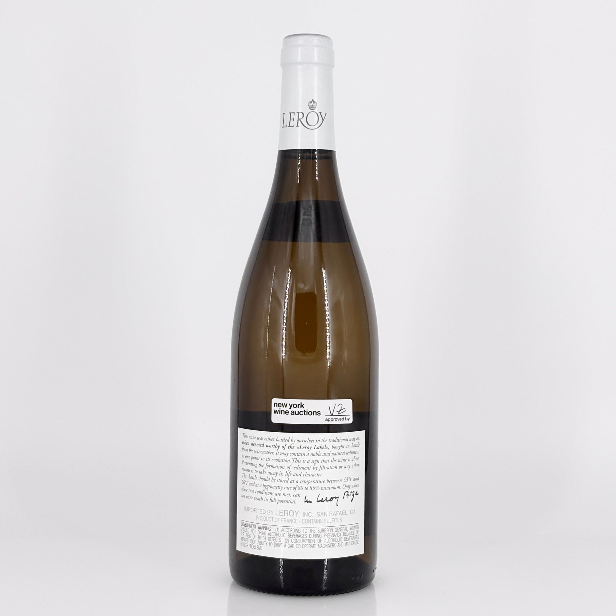 Wine bottle with a visible label on a white background