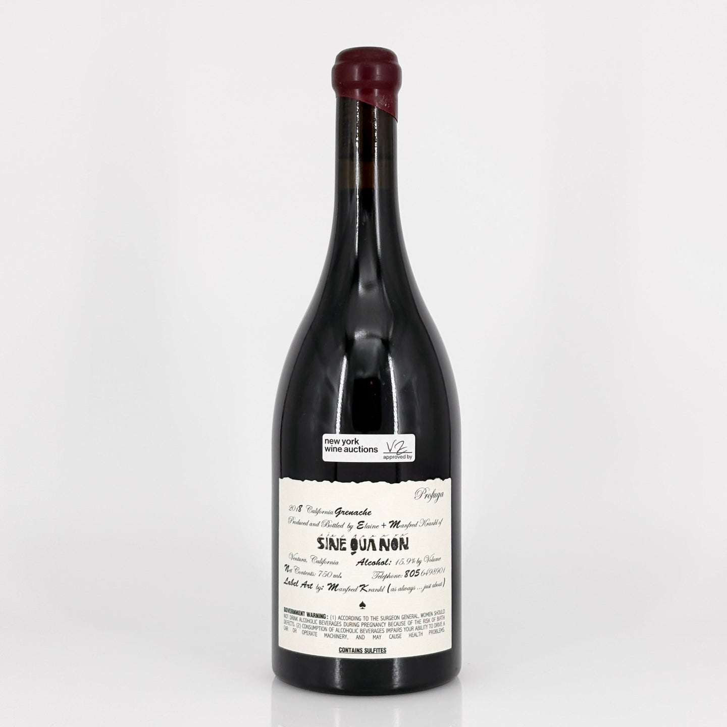 Wine bottle with a label on a white background