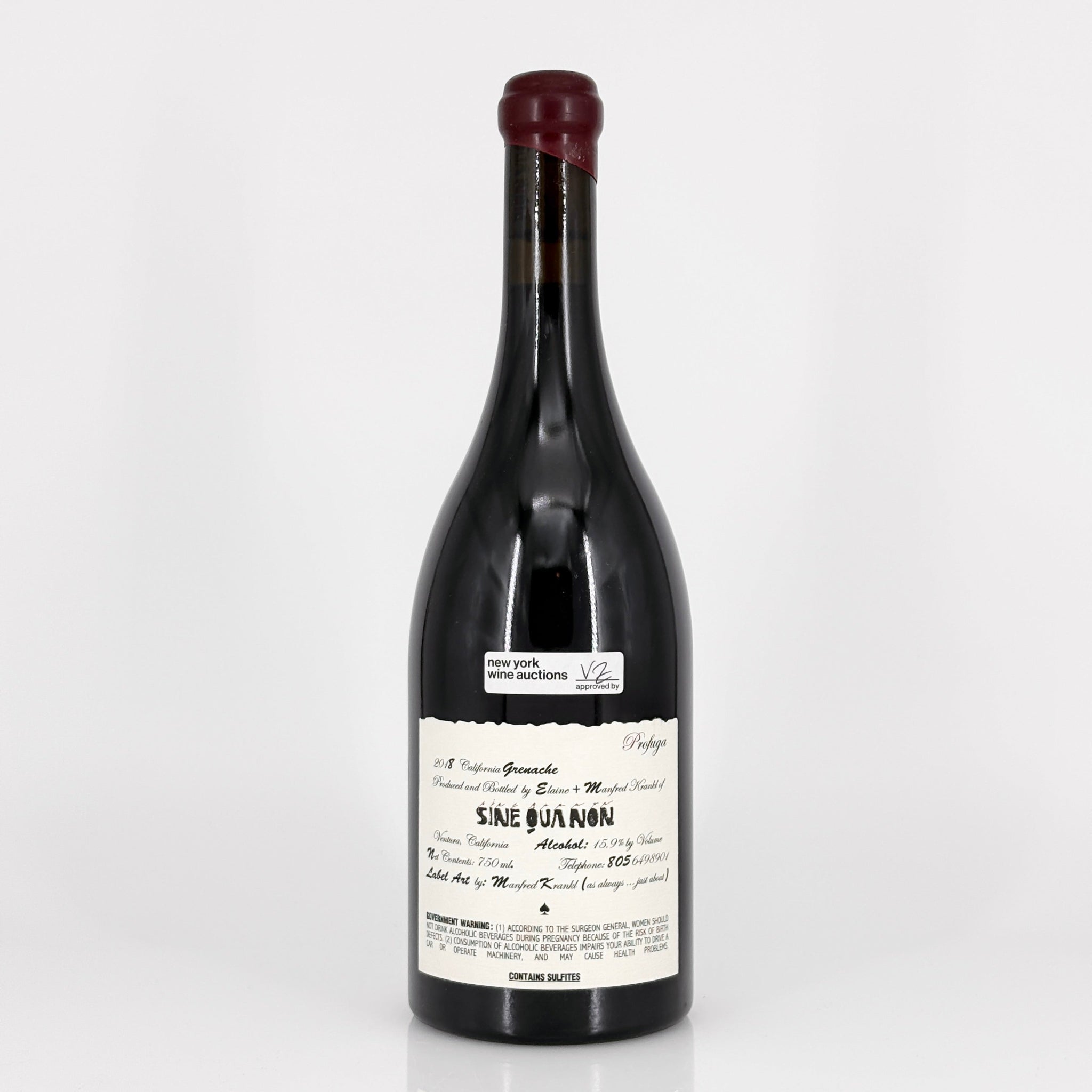 Wine bottle with a label on a white background