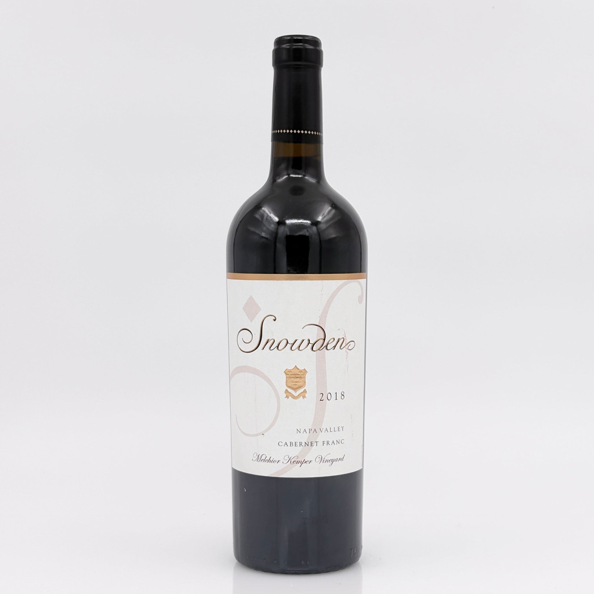Bottle of Snowden wine on a white background