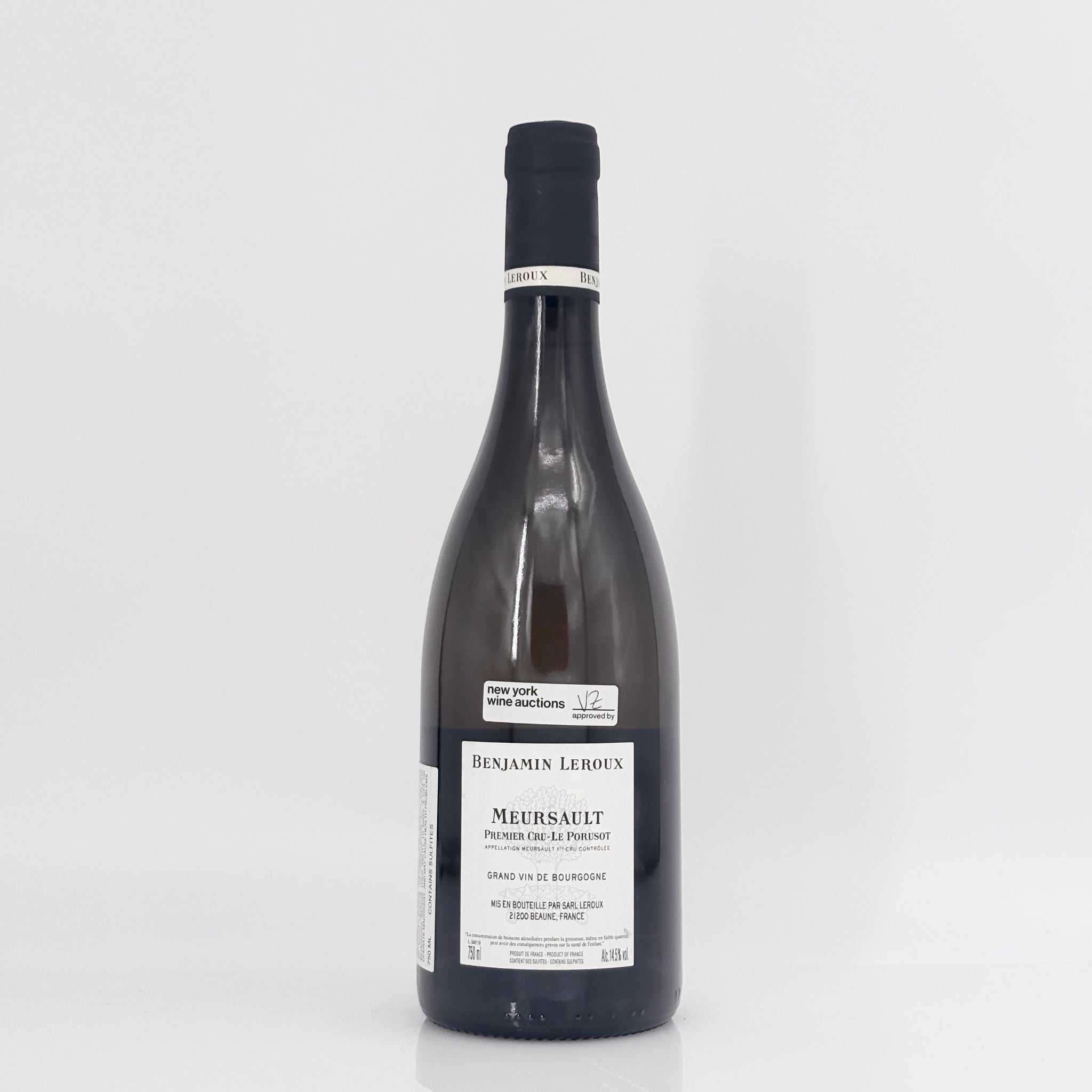 Wine bottle with a label on a white background