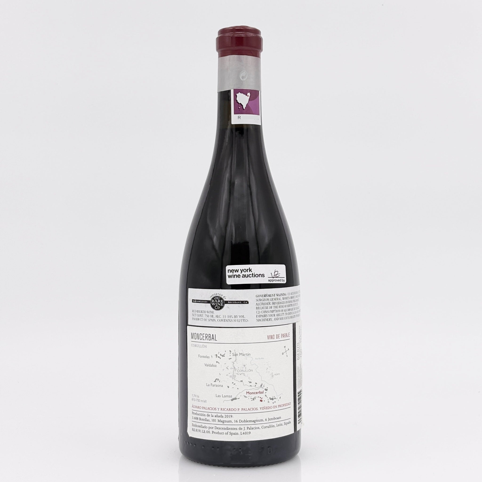 Wine bottle with a label on a white background