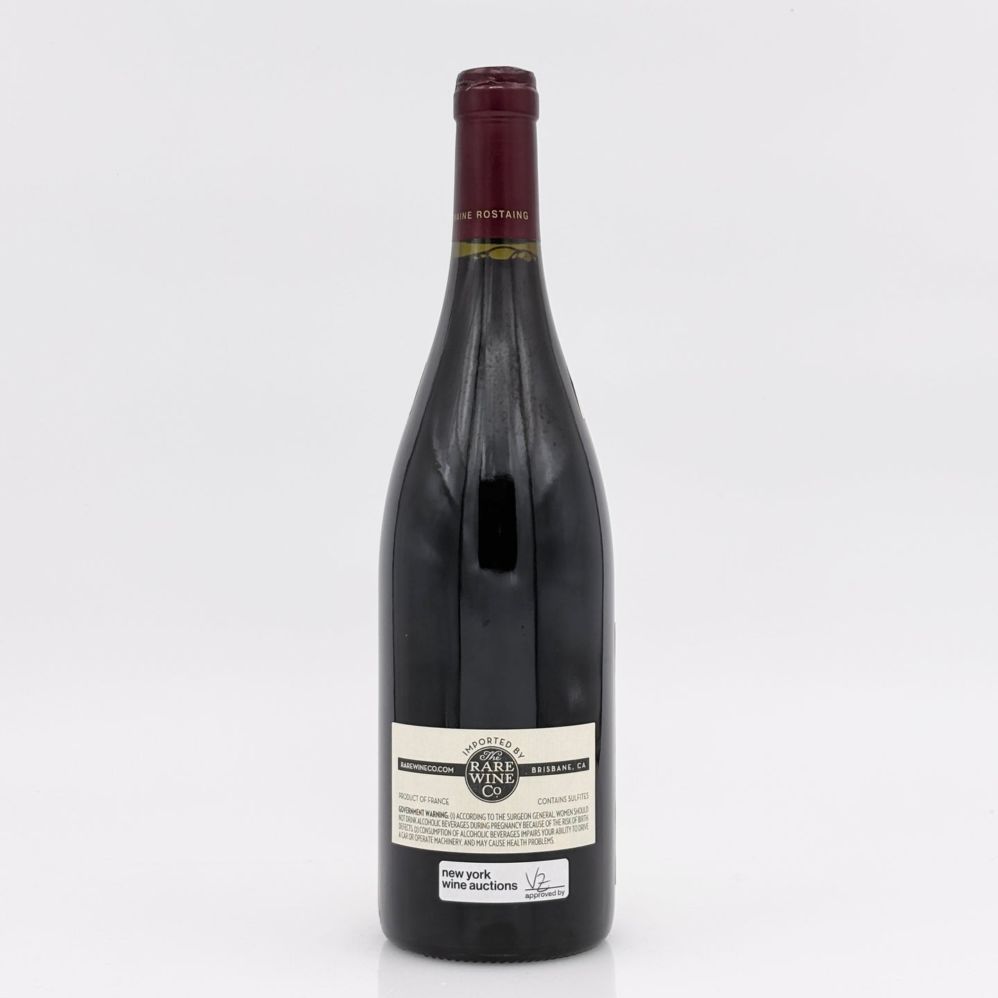Wine bottle with a label on a white background