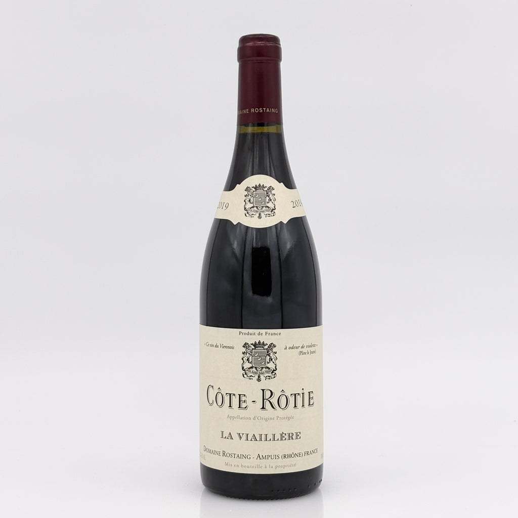 Côte-Rôté wine bottle with label on a white background