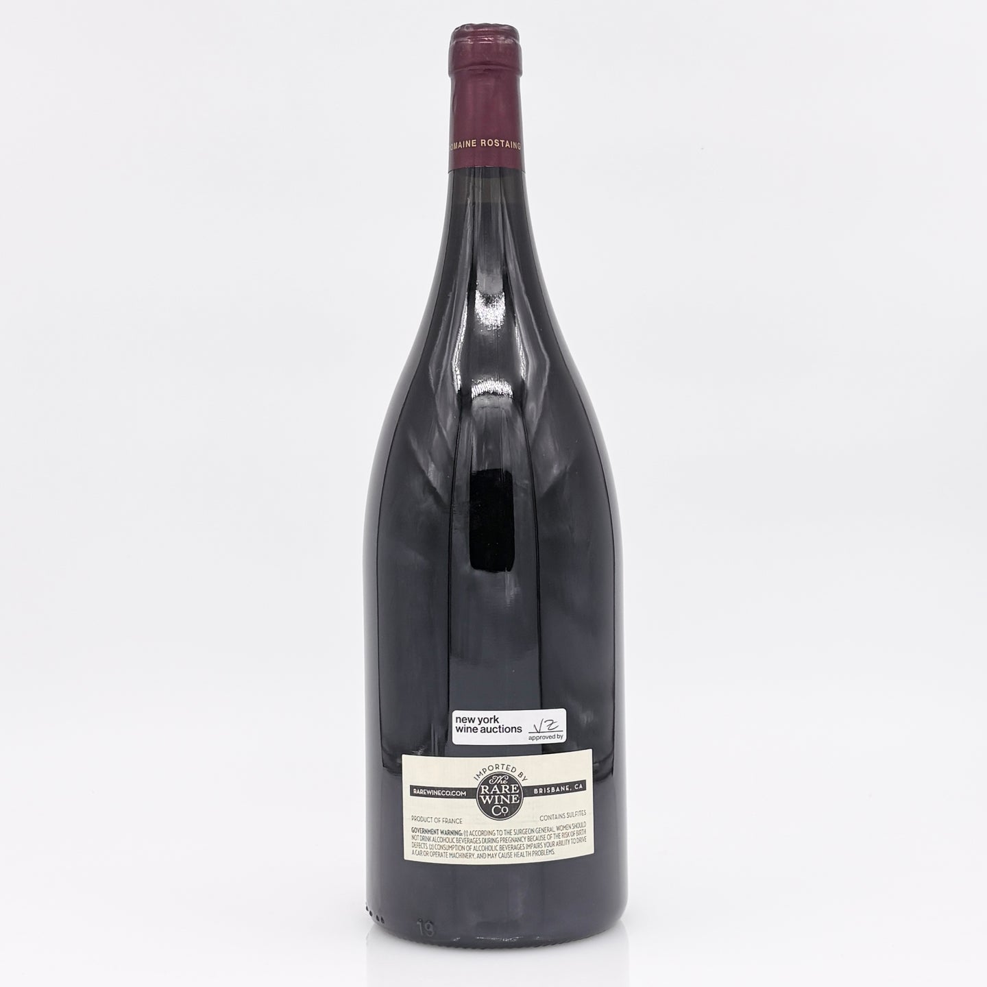 Wine bottle with a label on a white background