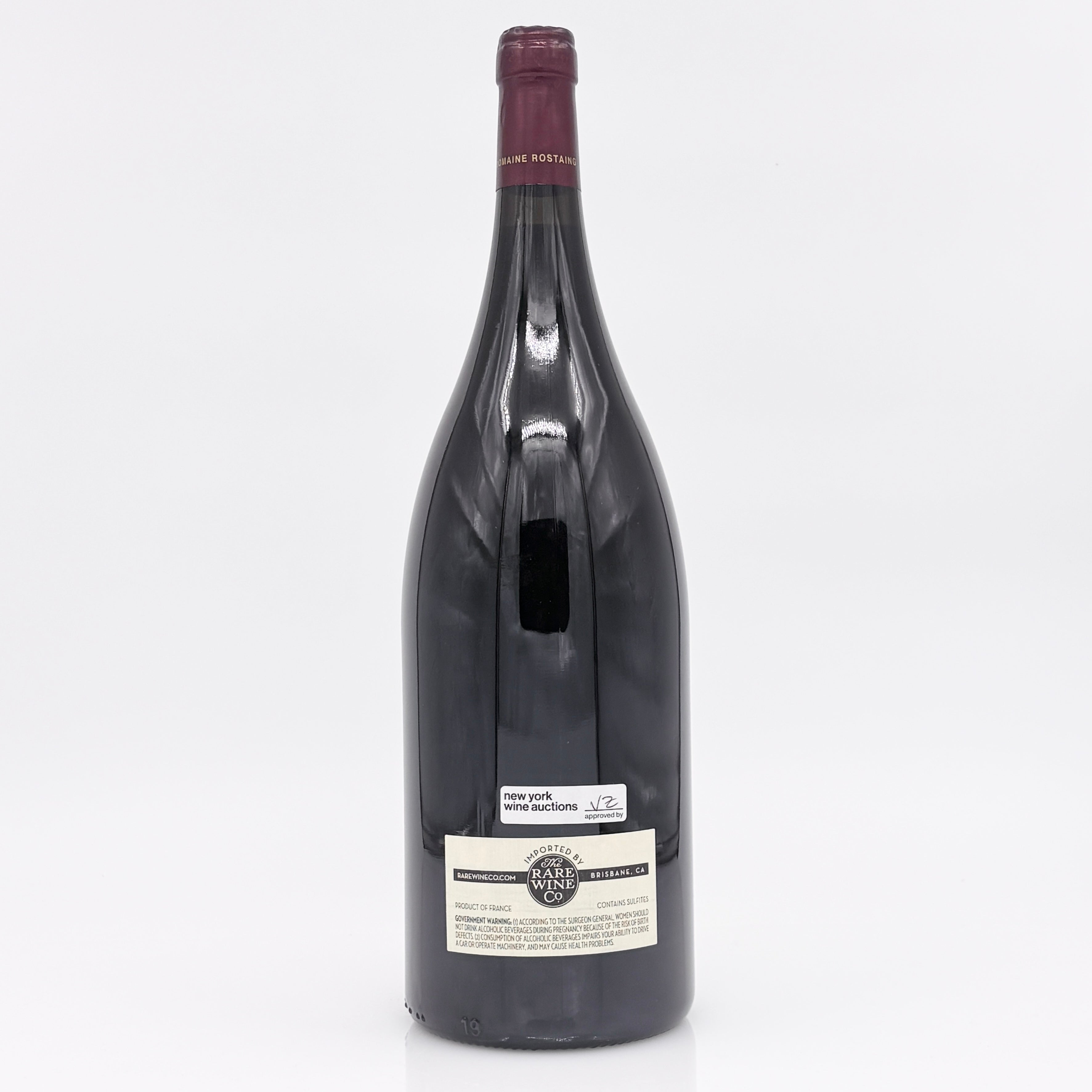 Wine bottle with a label on a white background