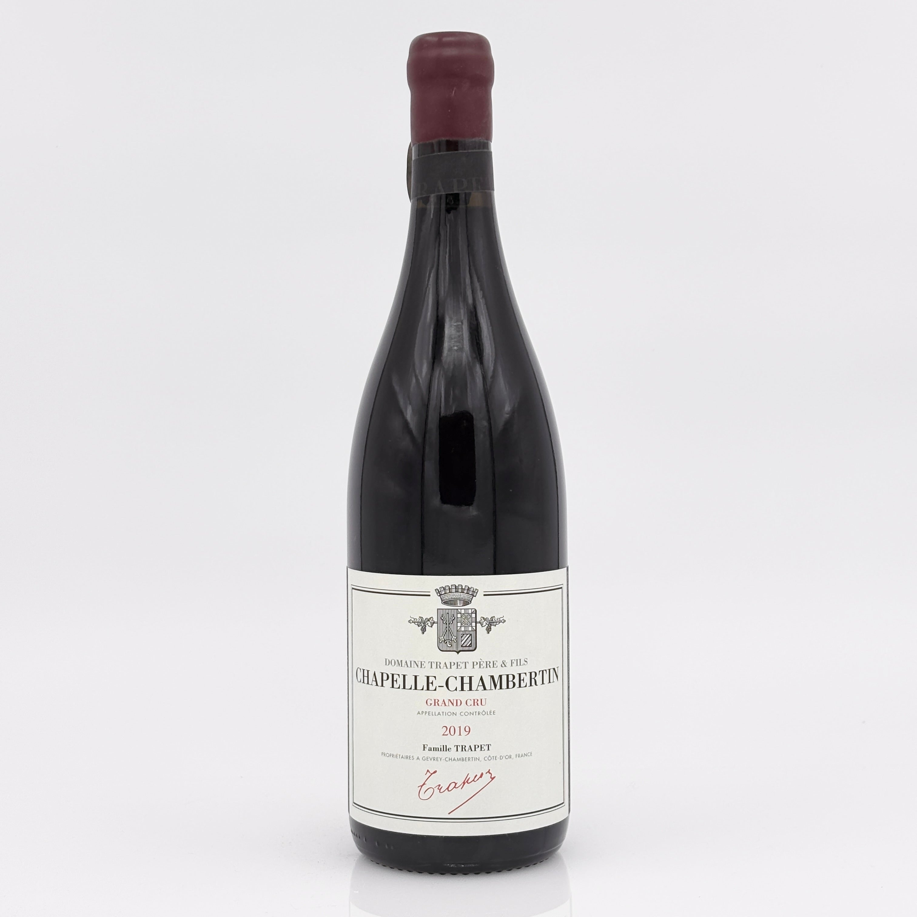 Wine bottle with label on a white background