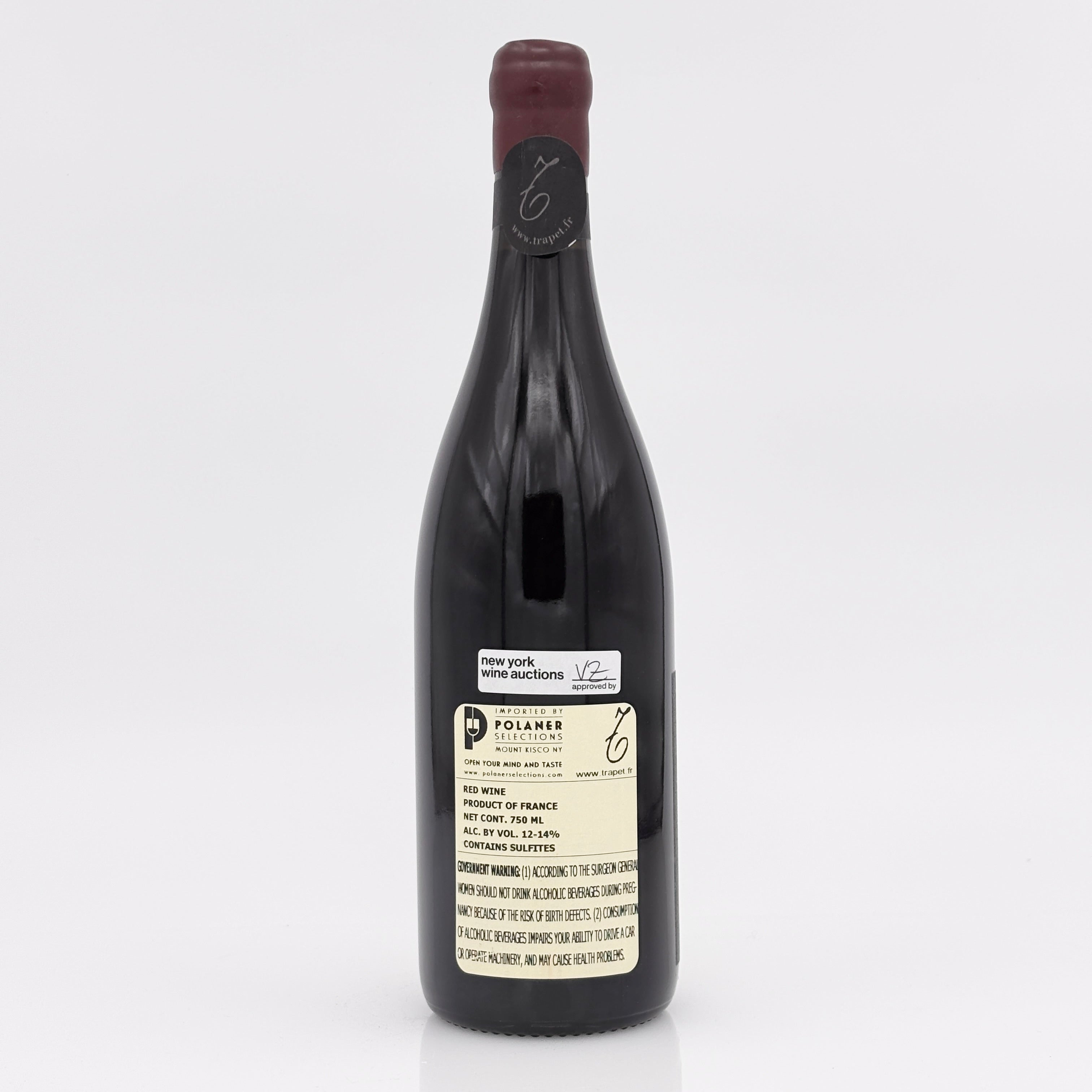 Wine bottle with a label on a white background