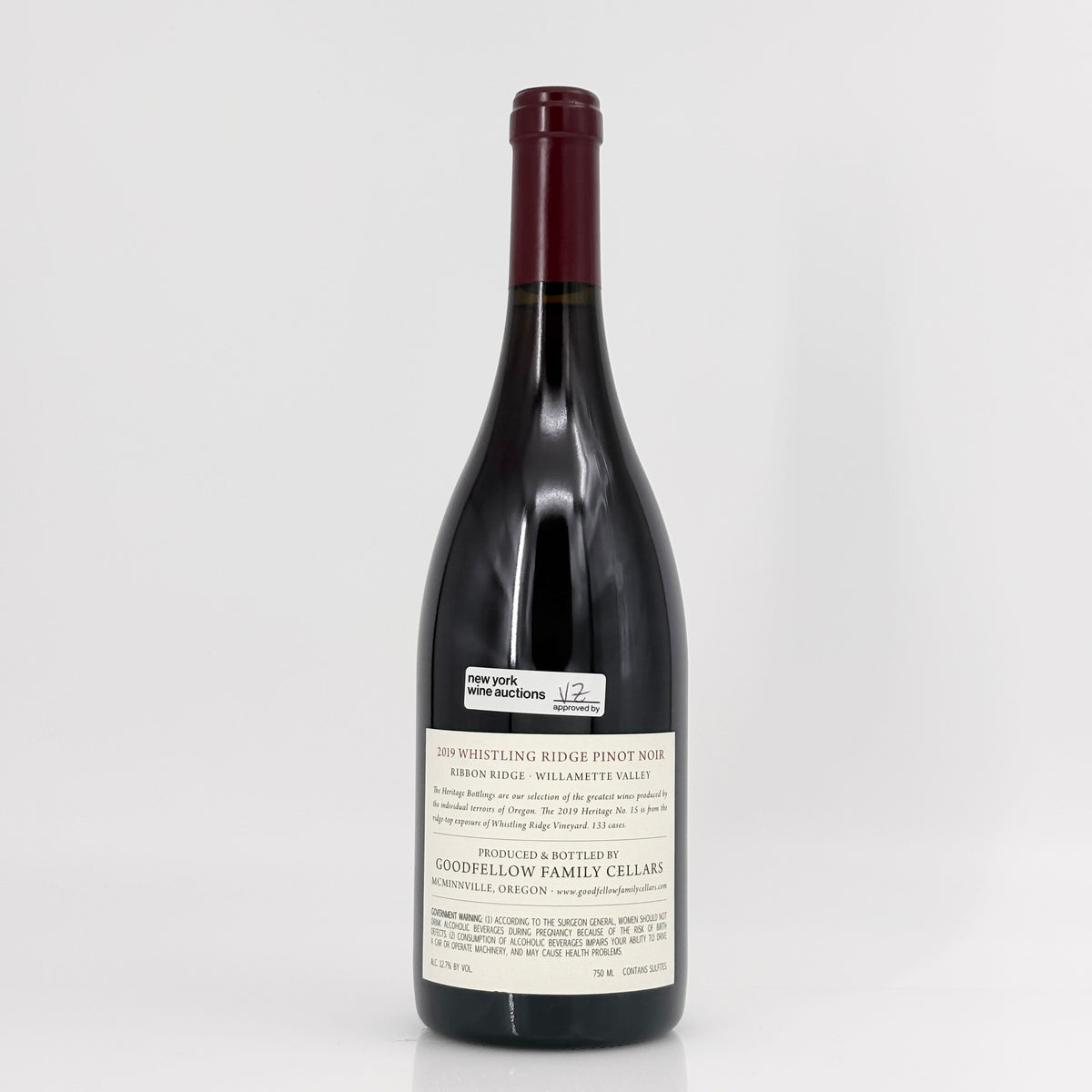 2019 Goodfellow Family Cellars Pinot Noir Heritage No. 15 Whistling Ridge Vineyard Willamette Valley, USA