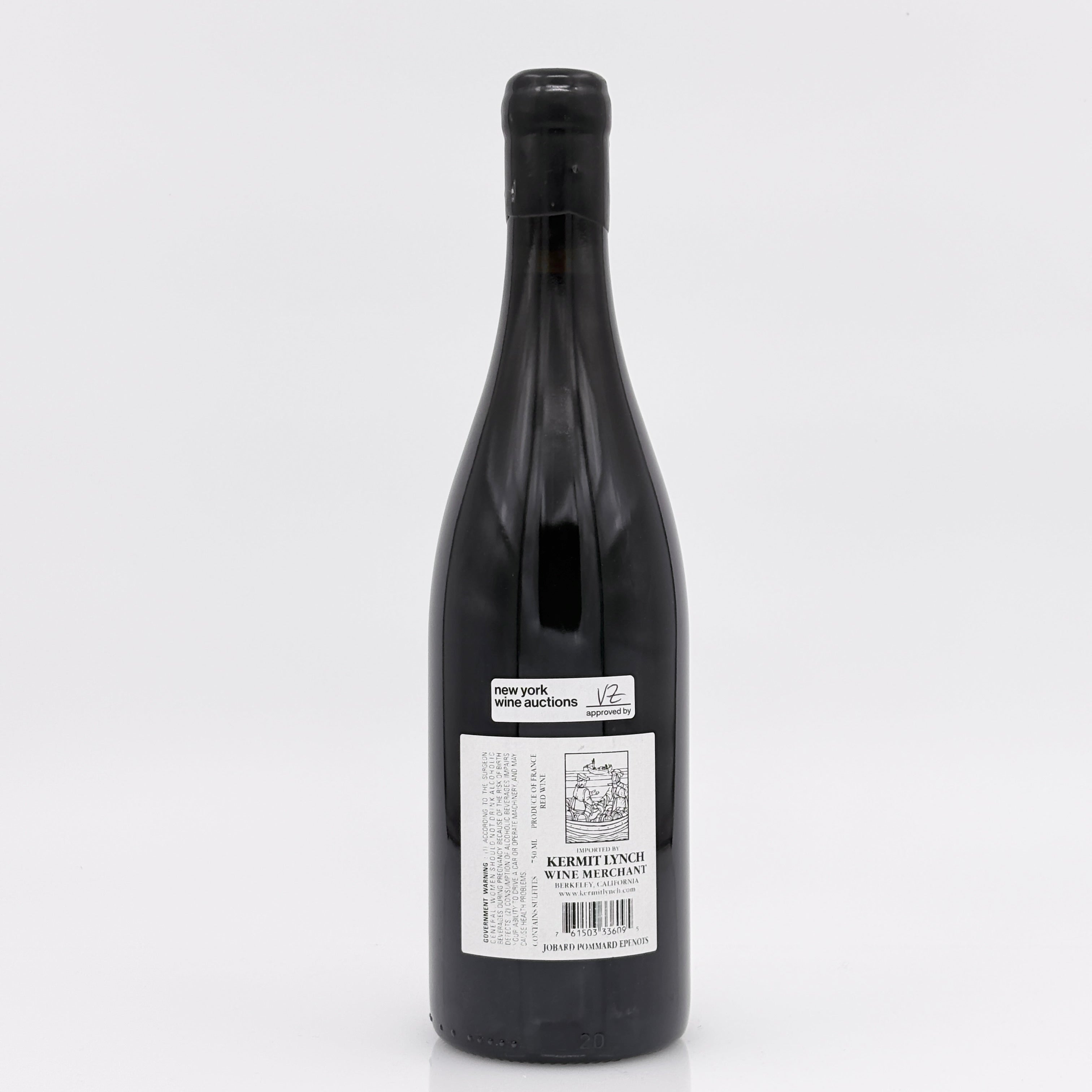 Wine bottle with a label on a white background