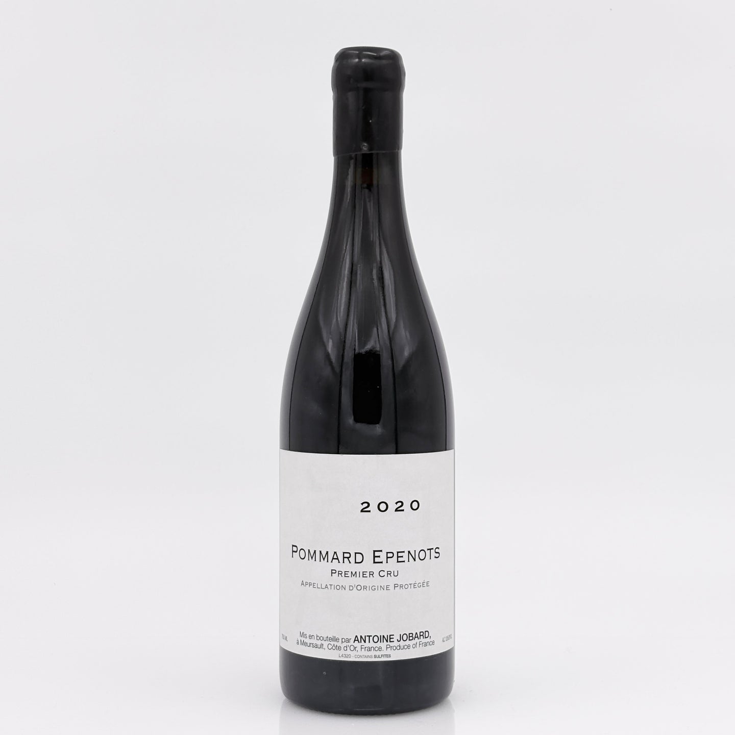 Wine bottle labeled 'Pommard Epenots 2020' on a white background