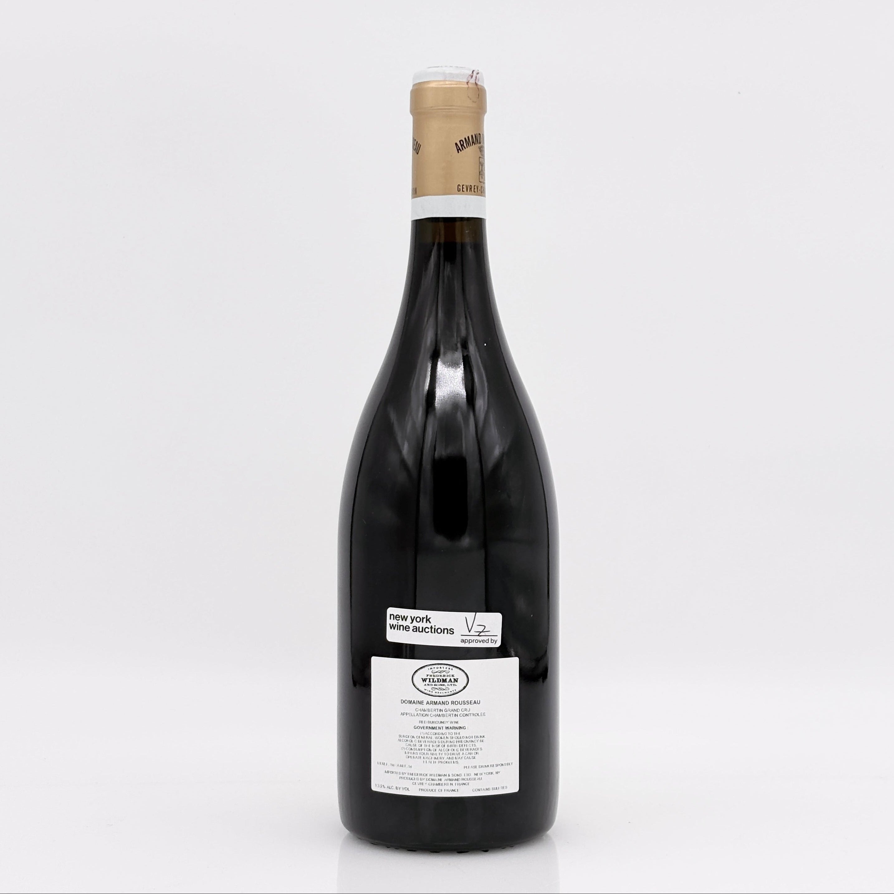 Wine bottle with a visible label on a white background