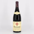 Wine bottle with 'Cornas' label on a white background