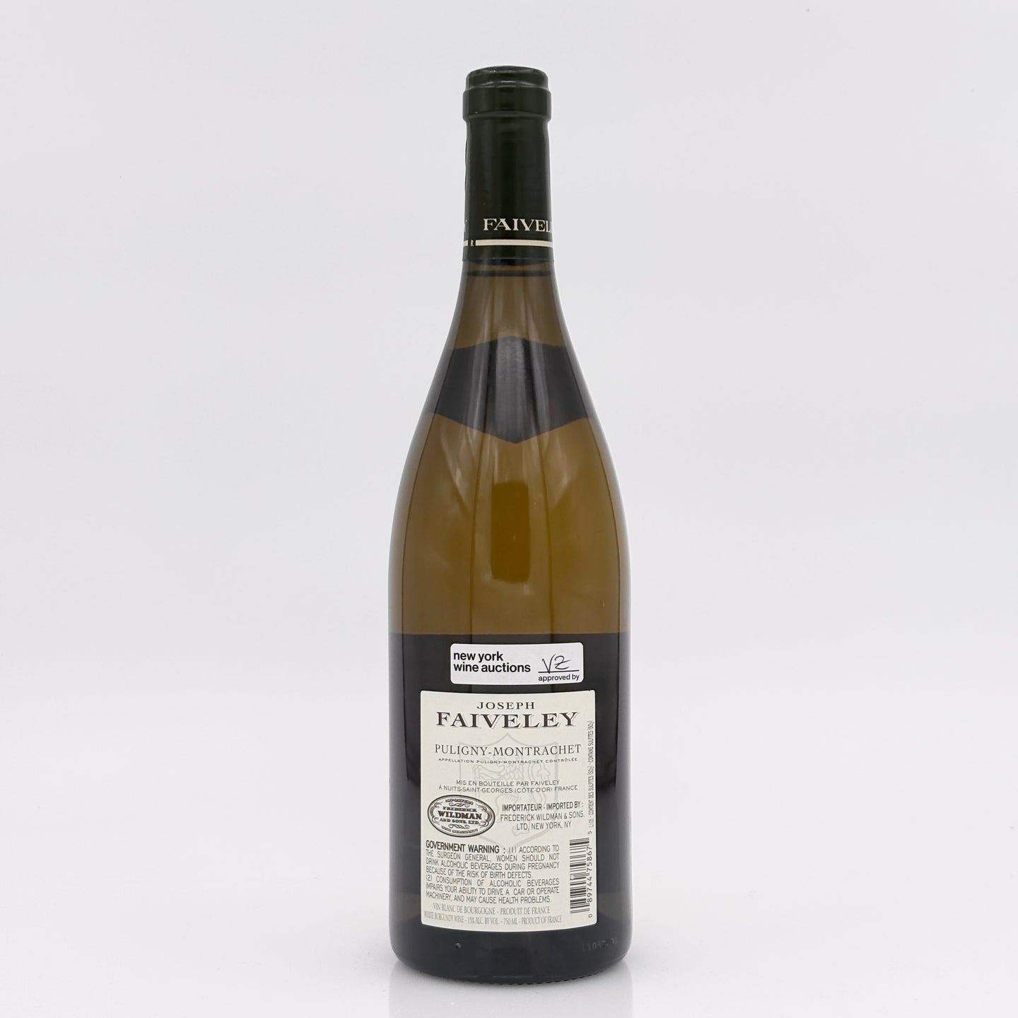 Wine bottle with 'Faiveley' label on a white background