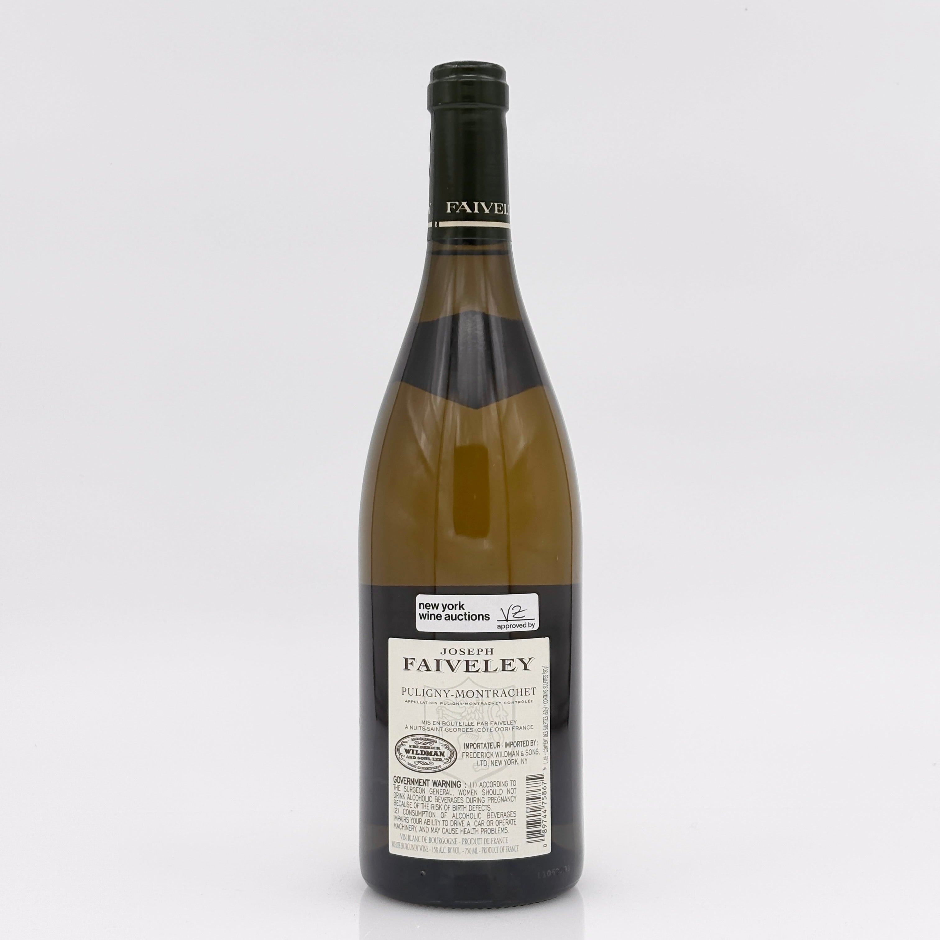 Wine bottle with 'Faiveley' label on a white background