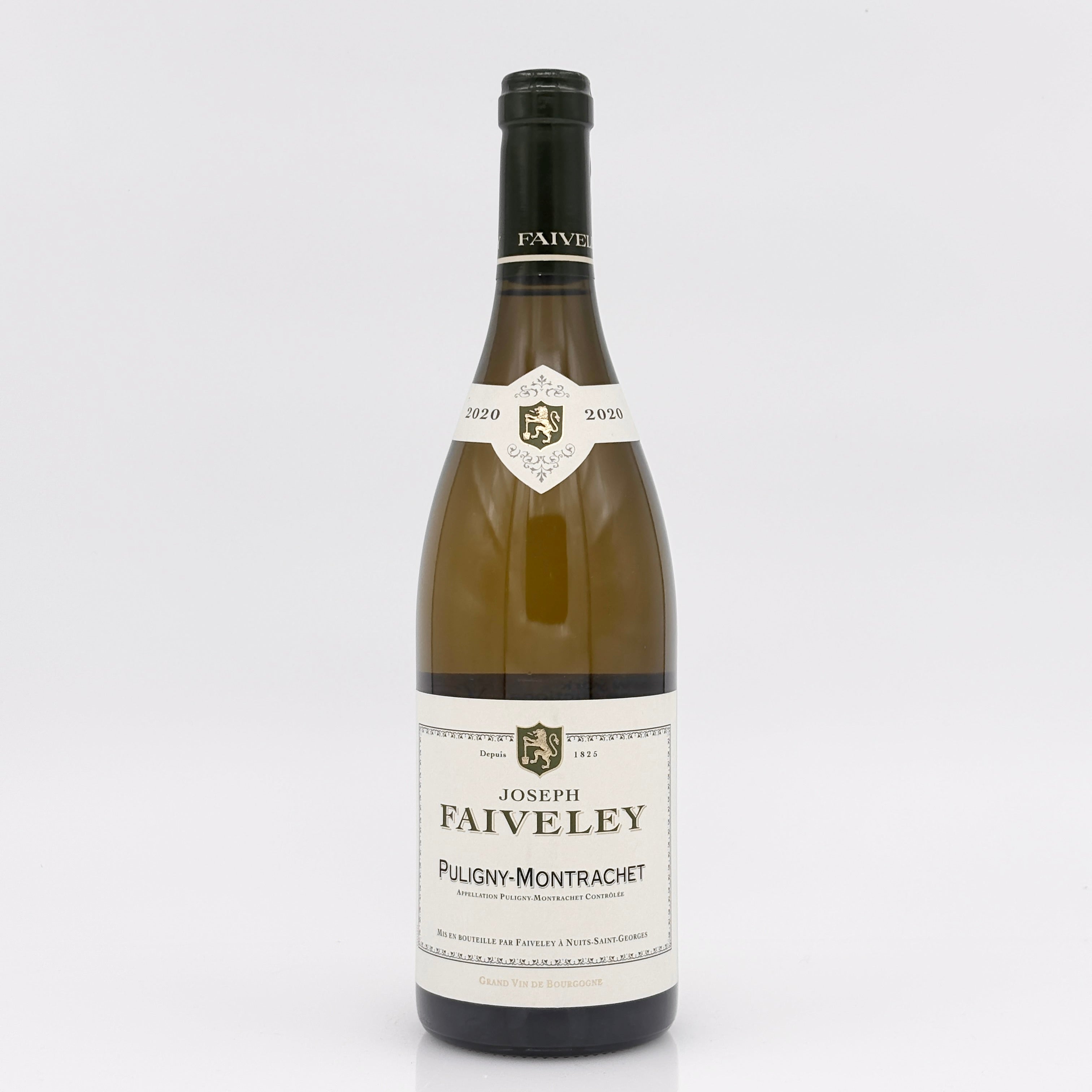 Wine bottle with 'Joseph Faiveley' label on a white background