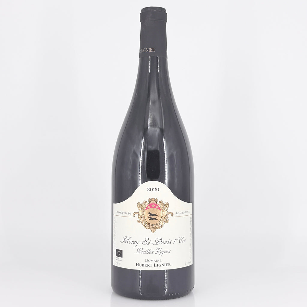 Wine bottle with a label on a white background
