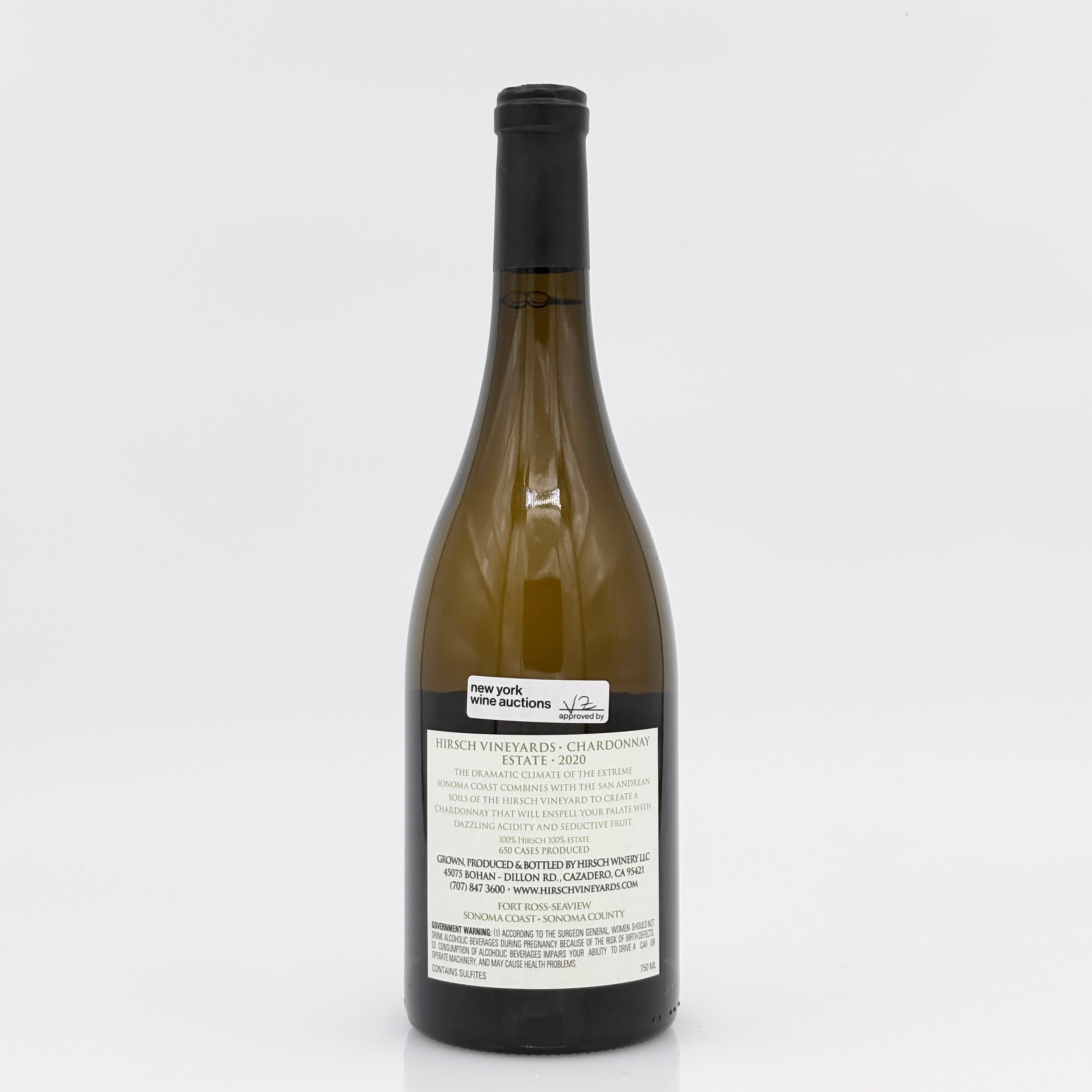 Wine bottle with a label on a white background