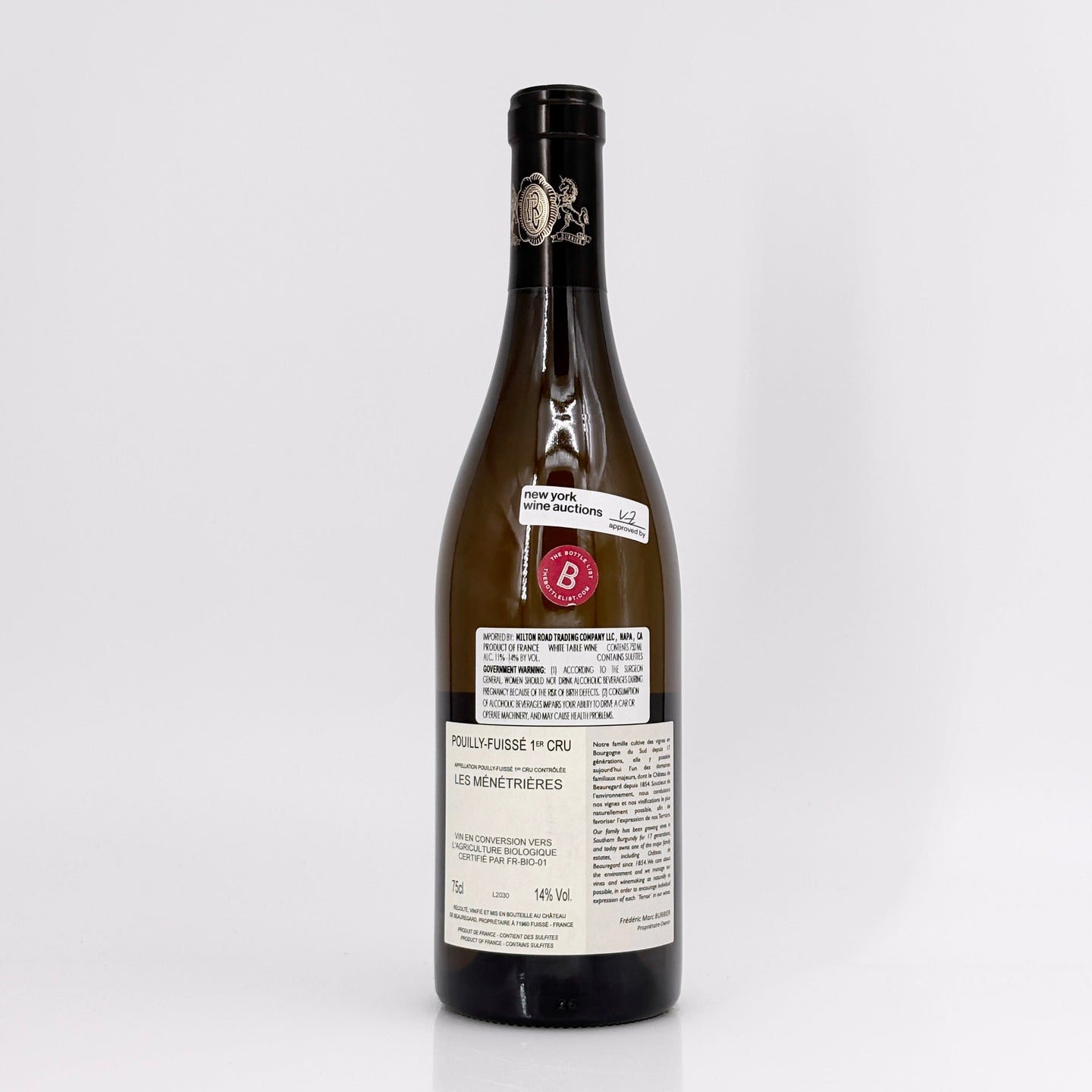 2020 Joseph Burrier Chateau de Beauregard 'Les Menetrieres' Pouilly-Fuisse Premier Cru, France