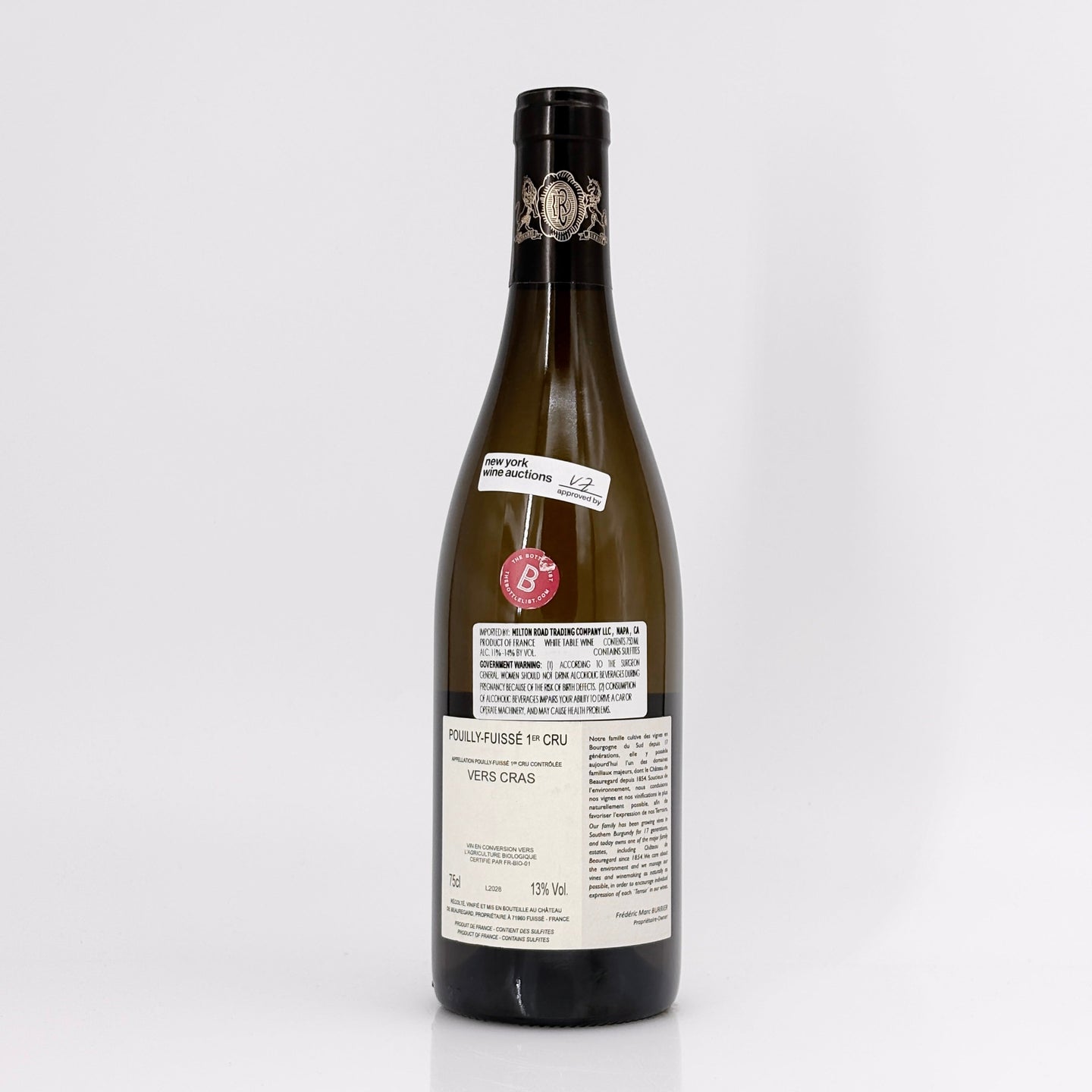 2020 Joseph Burrier Chateau de Beauregard 'Vers Cras' Pouilly-Fuisse Premier Cru, France