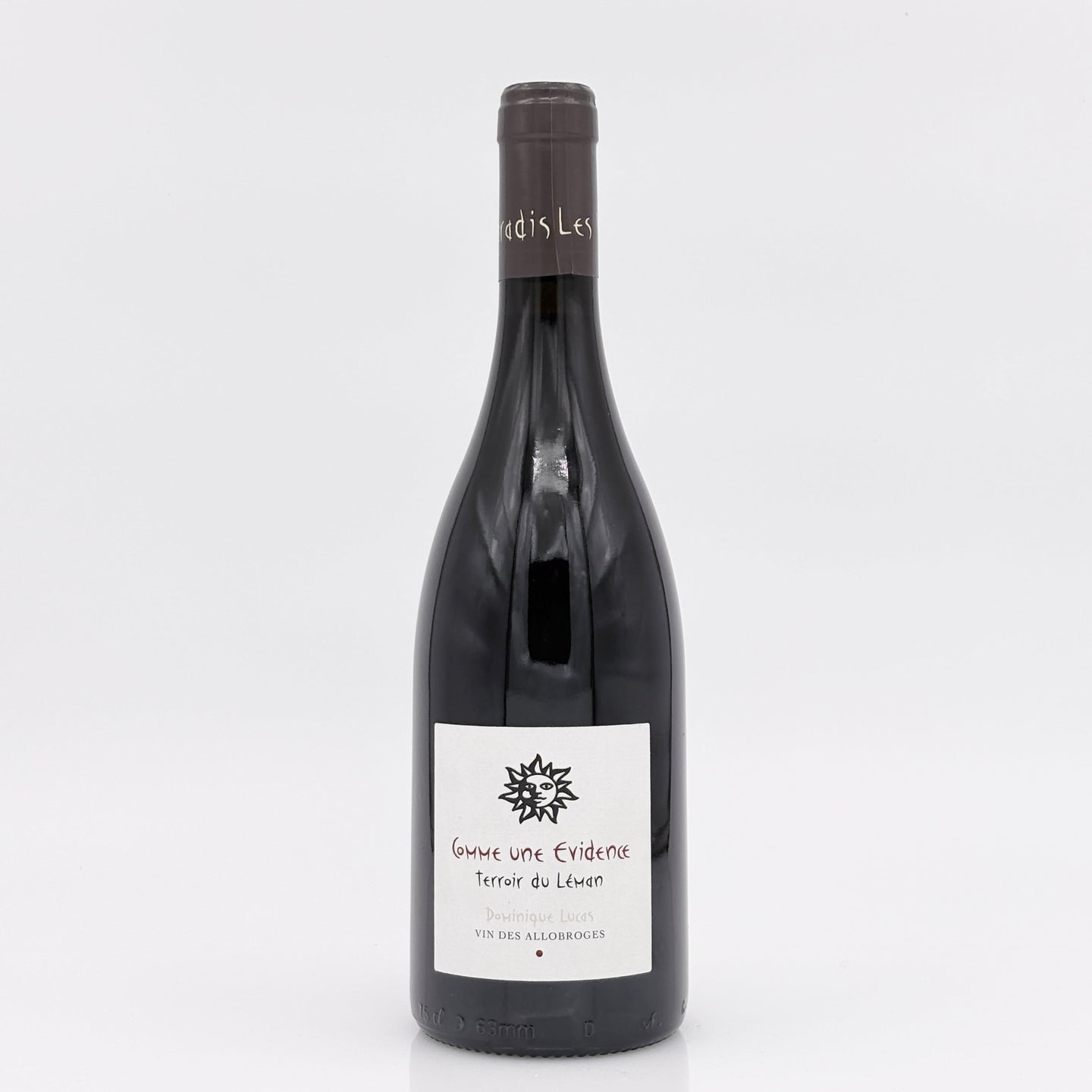 Wine bottle with a label on a white background