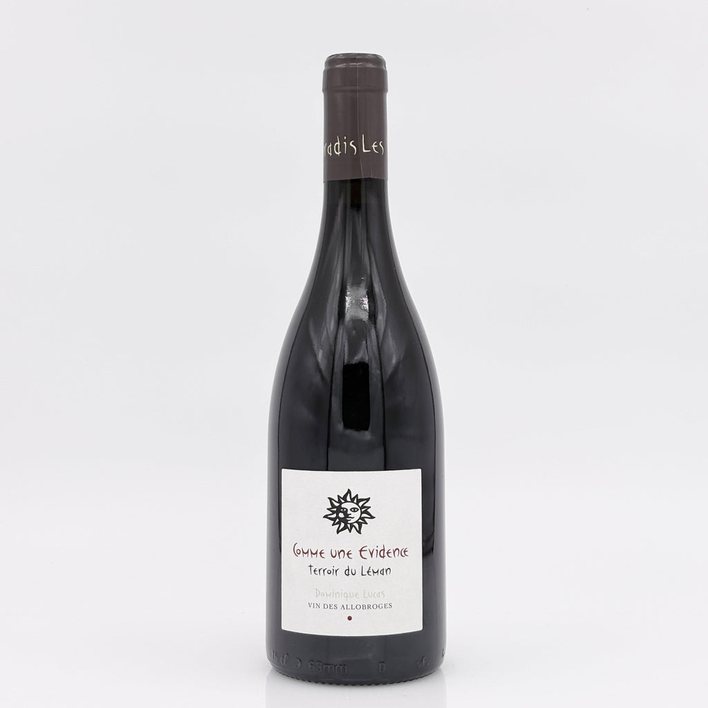 Wine bottle with a label on a white background