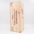 Wooden wine box with 'Le Pergolese Torte' branding on a white background