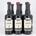 Six bottles of Sine Qua Non wine with labels on a white background